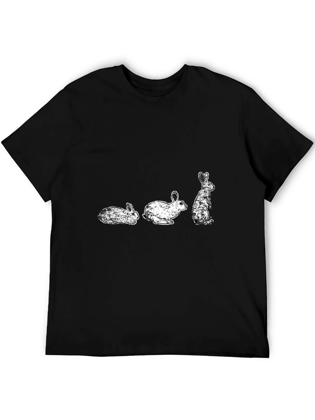 Rabbit Evolution Graphic Print Black T-Shirt