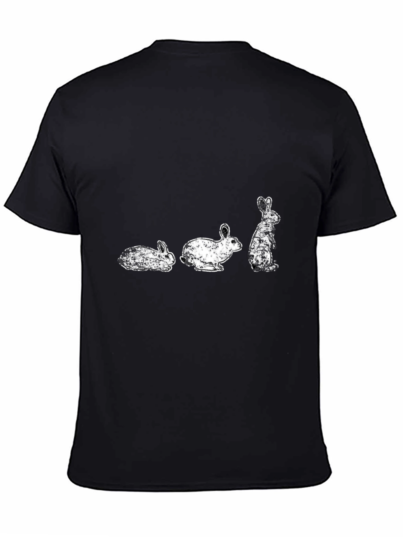 Rabbit Evolution Graphic Print Black T-Shirt