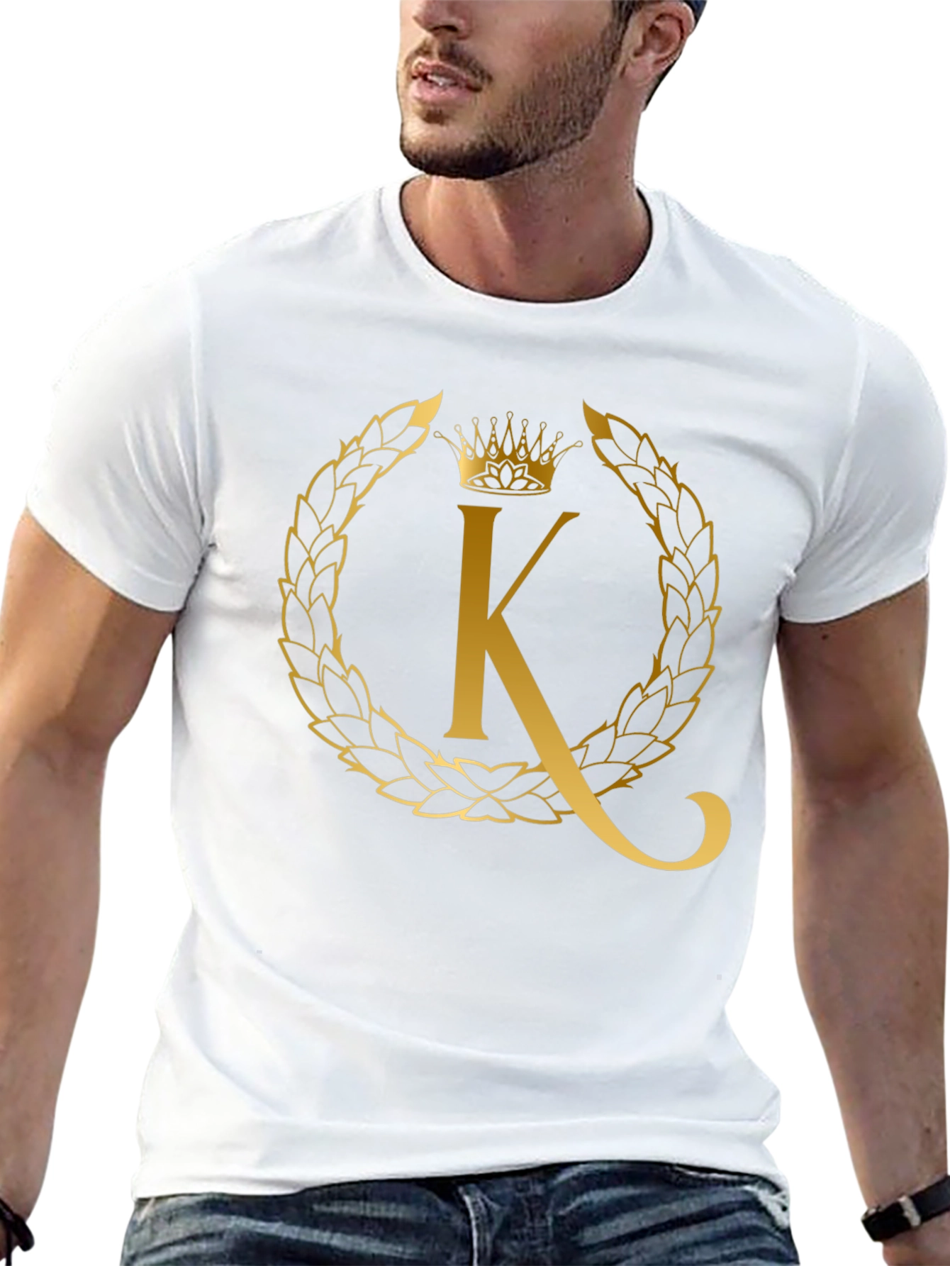Golden K Crown Tee - Stylish Mens Graphic T-Shirt