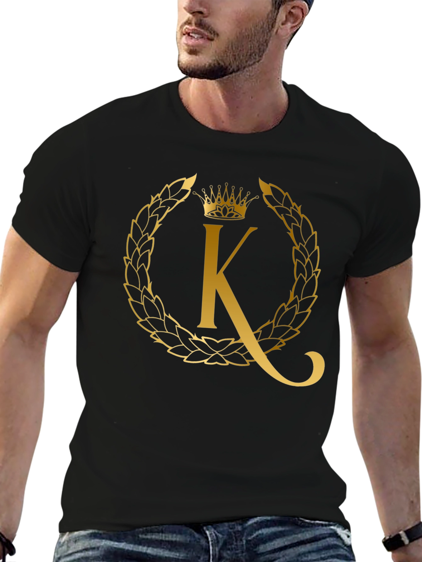 Golden K Crown Tee - Stylish Mens Graphic T-Shirt