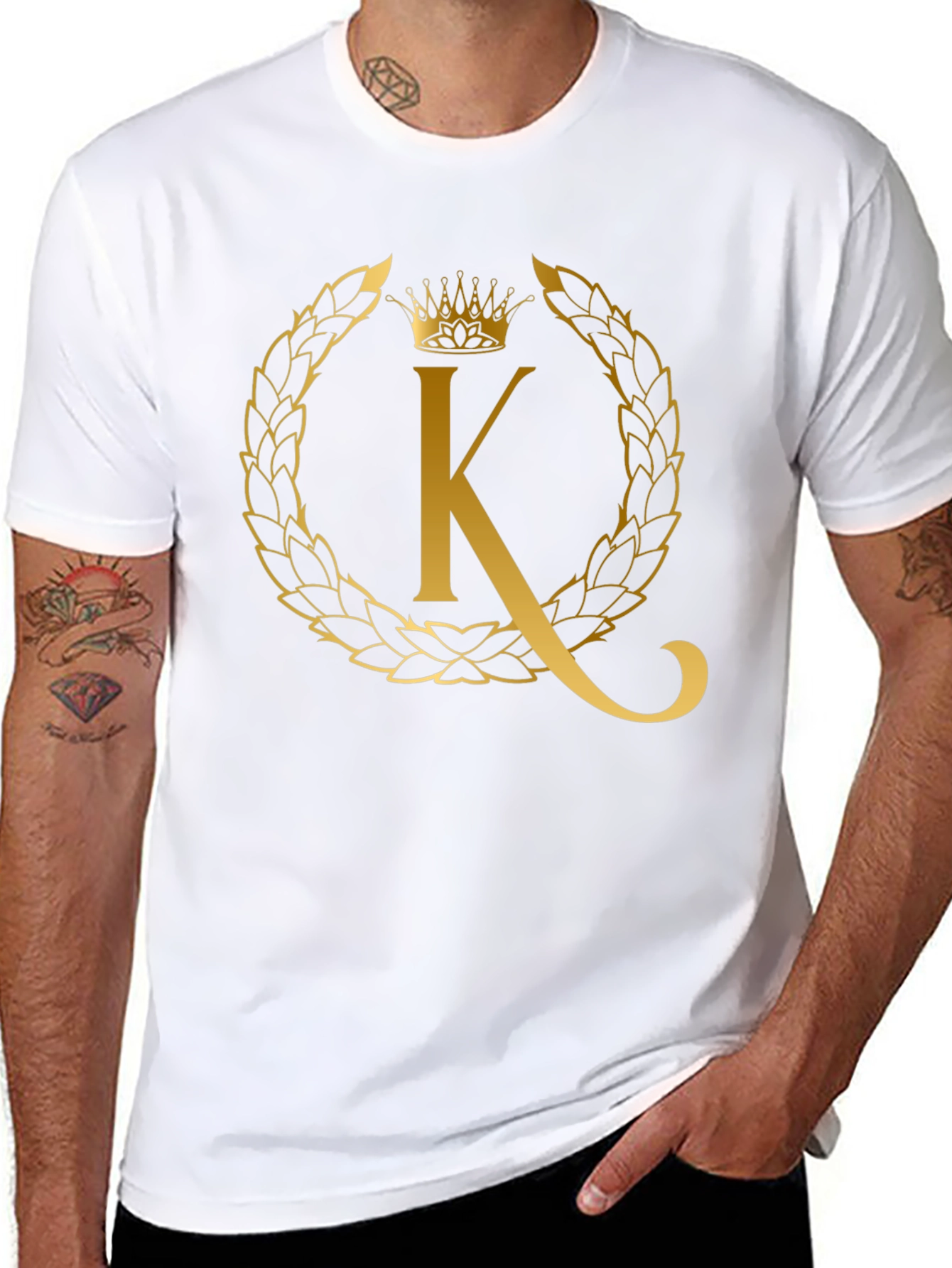 Golden K Crown Tee - Stylish Mens Graphic T-Shirt