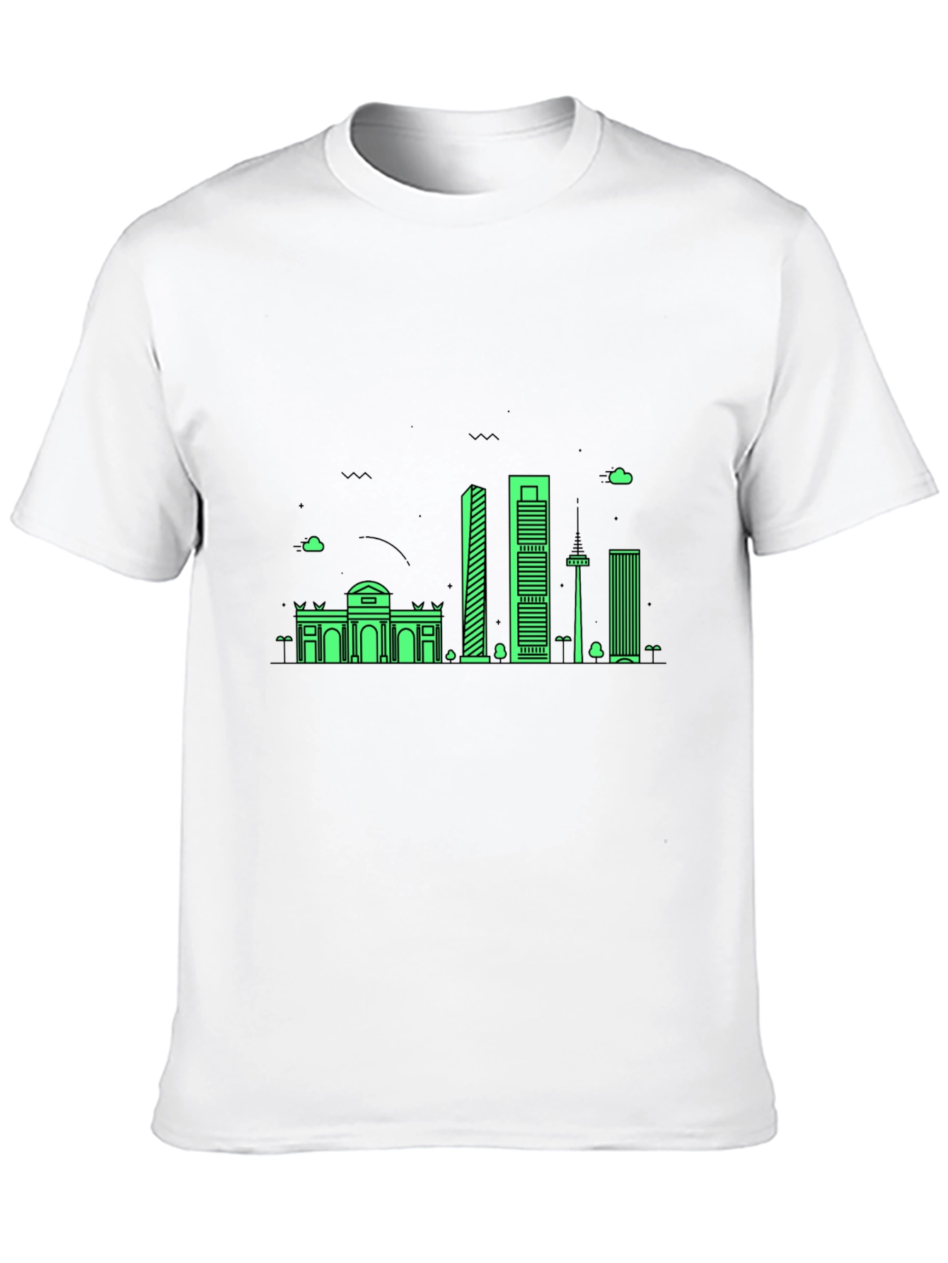 Madrid Skyline T-Shirt - Mens Black Graphic Tee