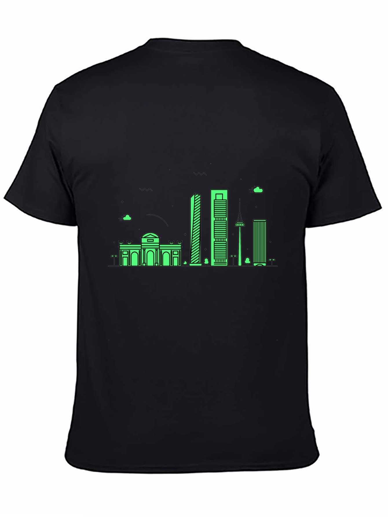 Madrid Skyline T-Shirt - Mens Black Graphic Tee
