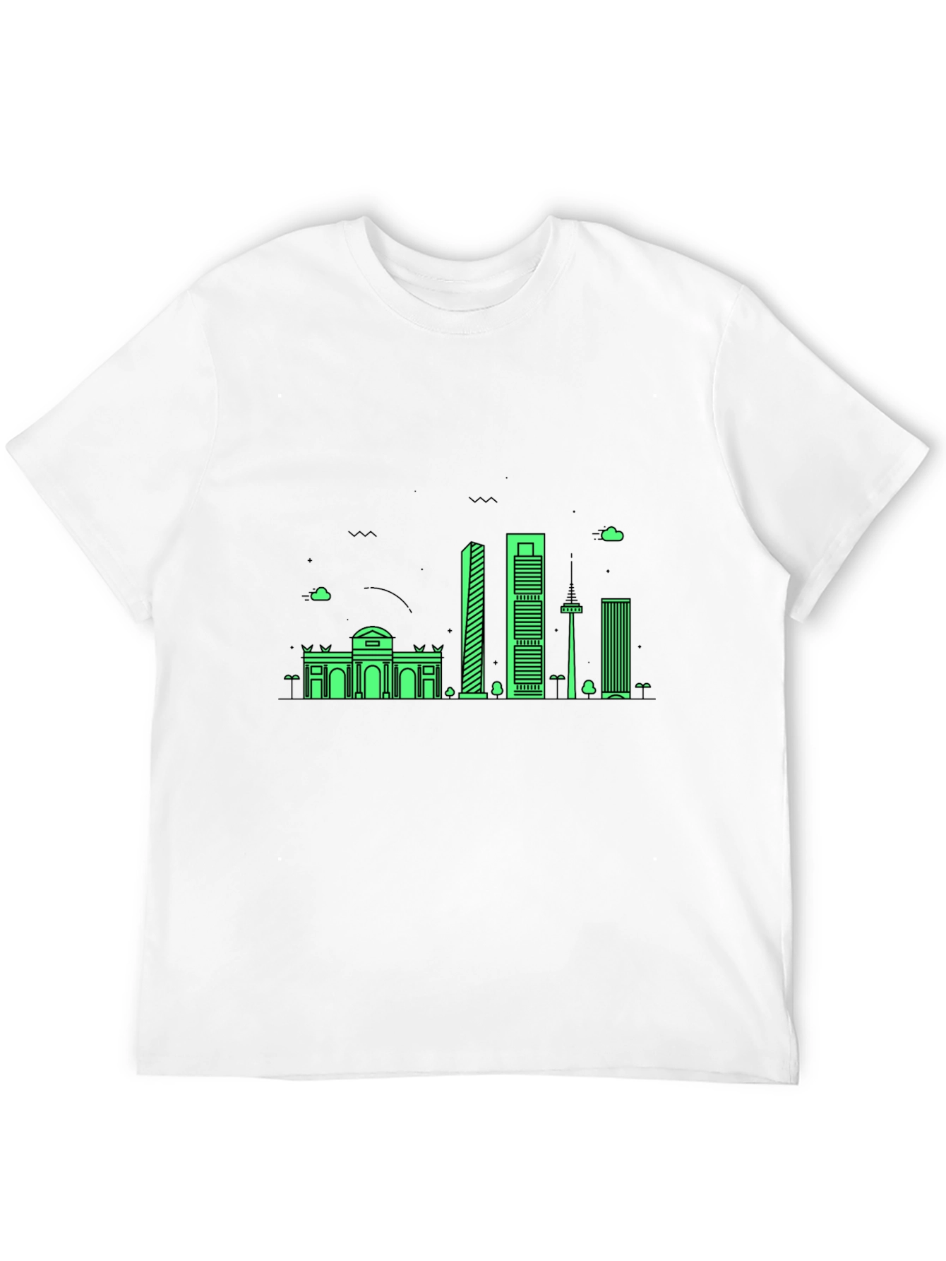 Madrid Skyline T-Shirt - Mens Black Graphic Tee