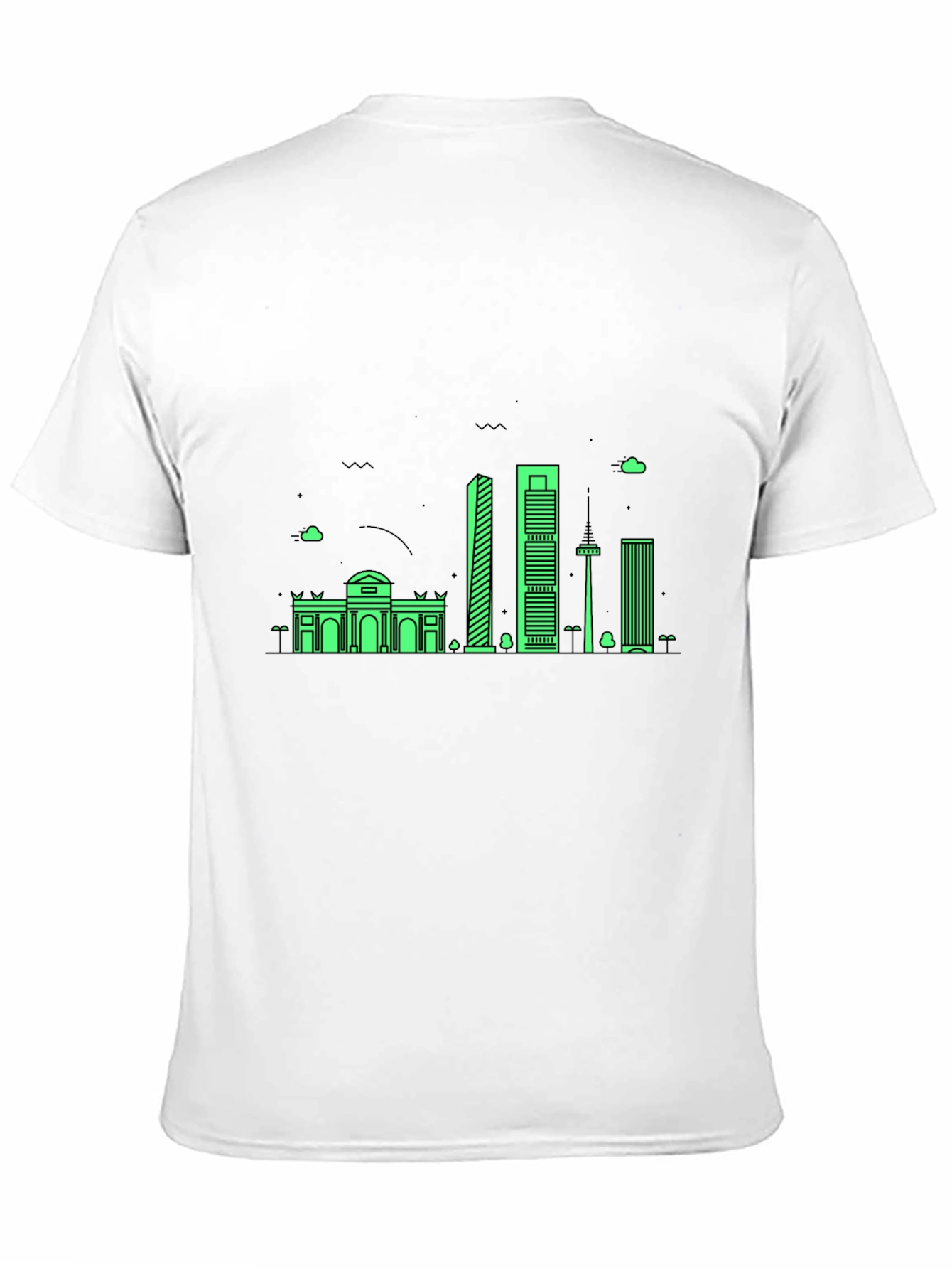 Madrid Skyline T-Shirt - Mens Black Graphic Tee
