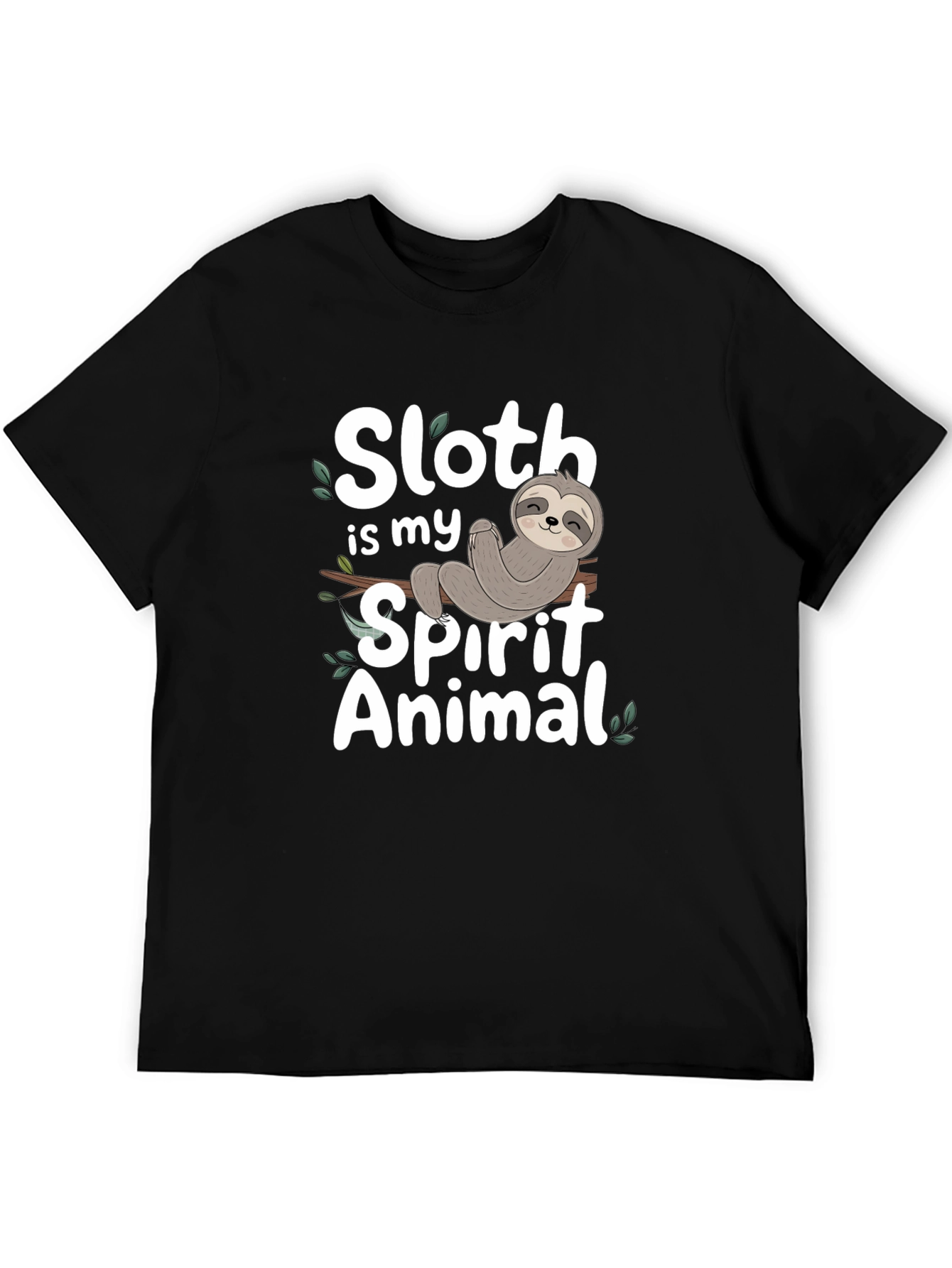 Sloth Spirit Animal Graphic T-Shirt - Black Cotton Tee