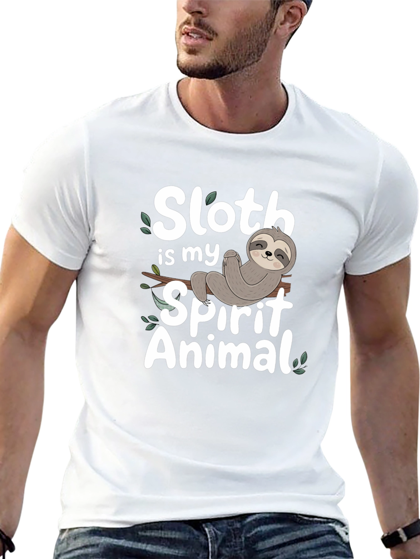 Sloth Spirit Animal Graphic T-Shirt - Black Cotton Tee