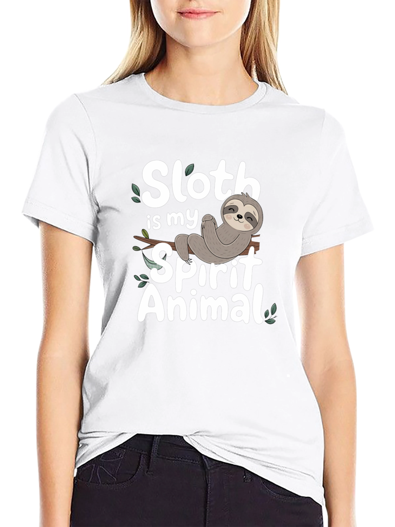 Sloth Spirit Animal Graphic T-Shirt - Black Cotton Tee
