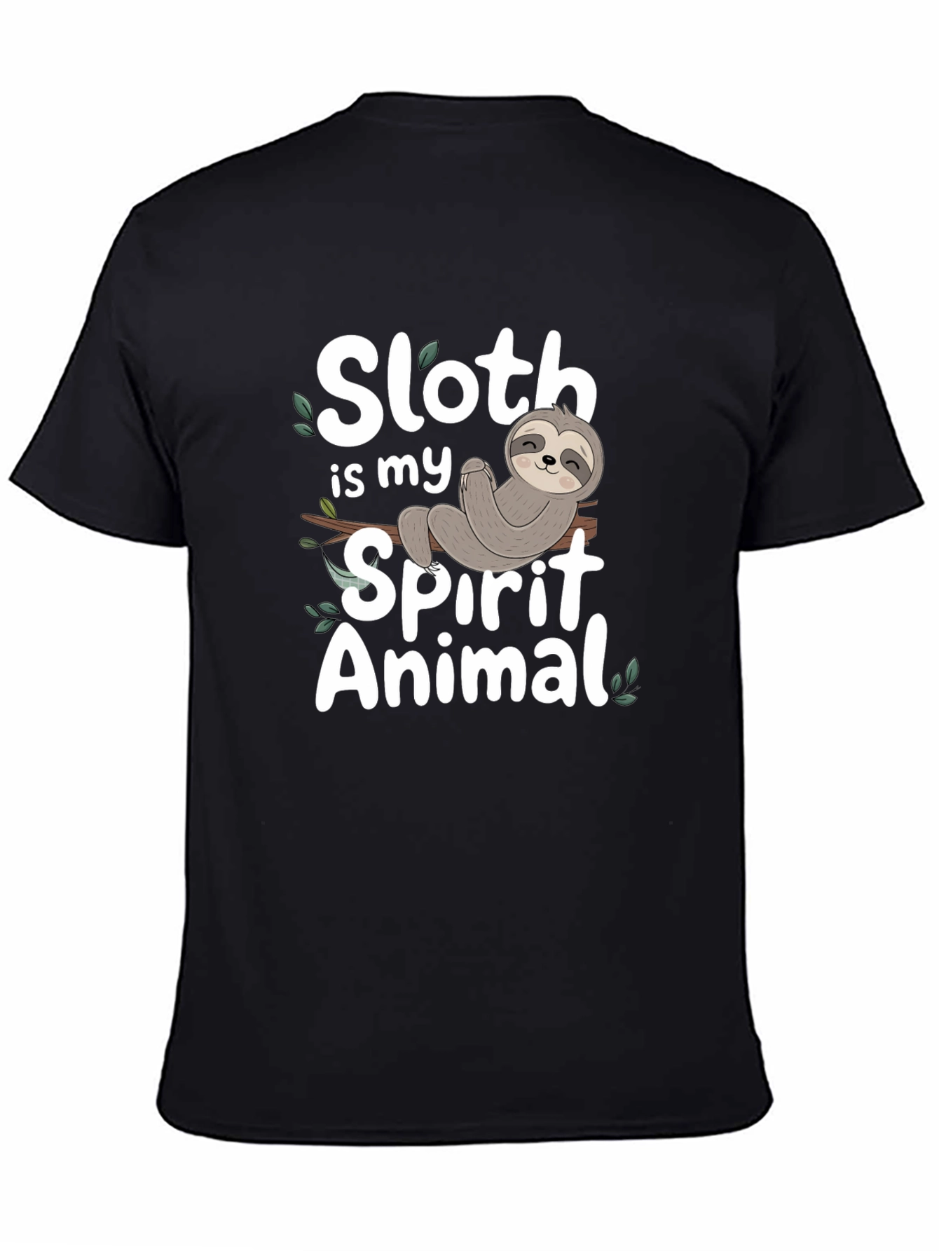 Sloth Spirit Animal Graphic T-Shirt - Black Cotton Tee