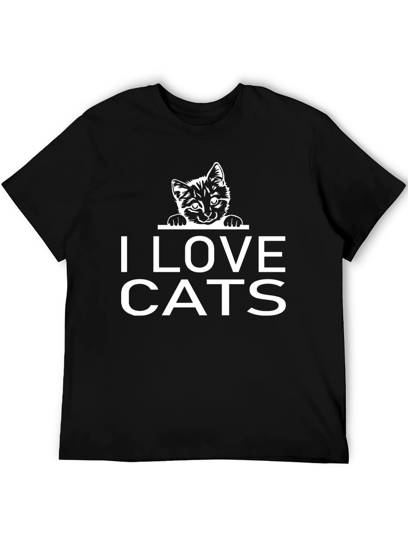 I Love Cats Graphic Tee - Black Cotton T-Shirt