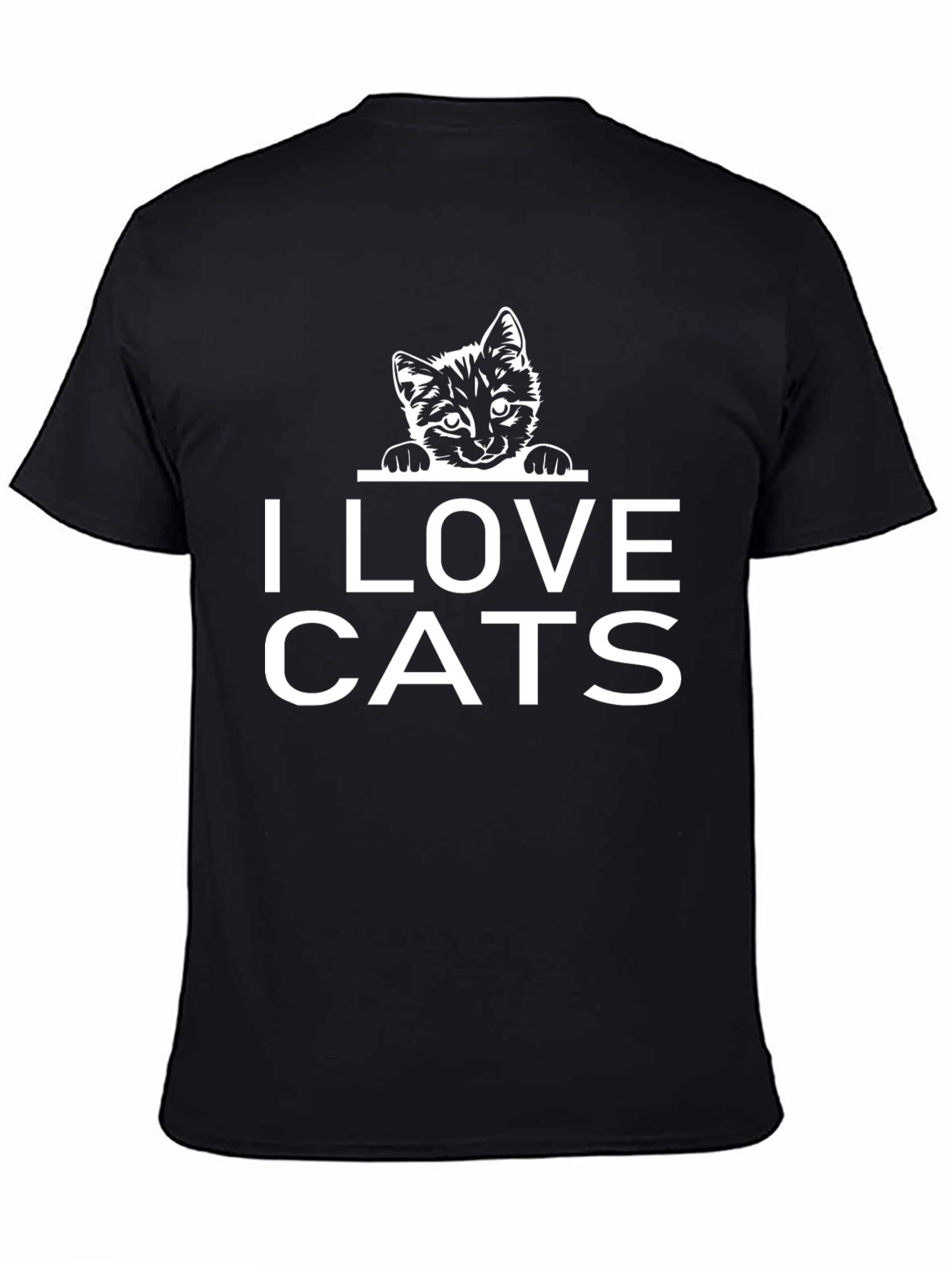 I Love Cats Graphic Tee - Black Cotton T-Shirt
