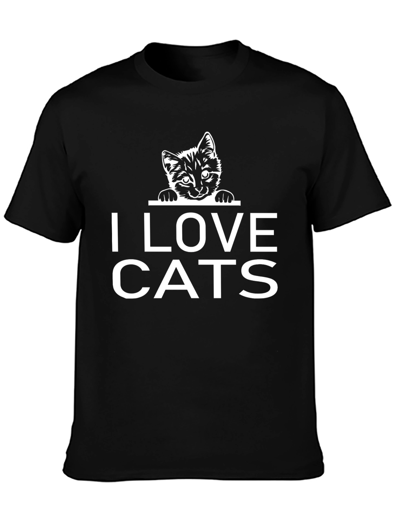 I Love Cats Graphic Tee - Black Cotton T-Shirt