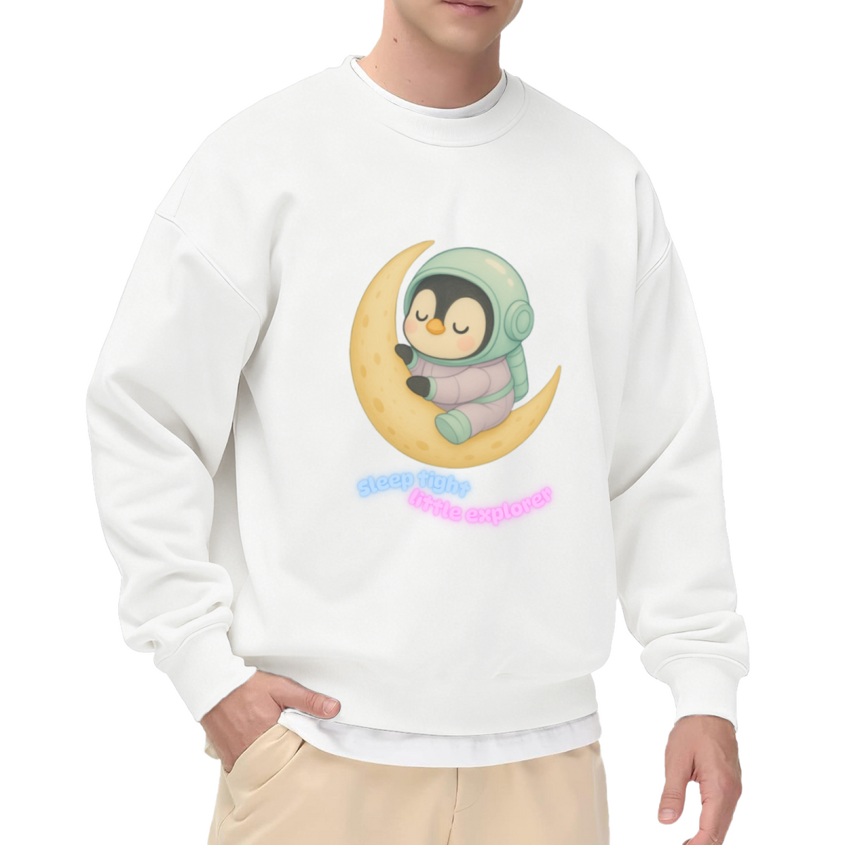 Cartoon Space Penguin Graphic - Crewneck Sweatshirt | Penguin Lover, Penguin Gift, Animal Design Gift