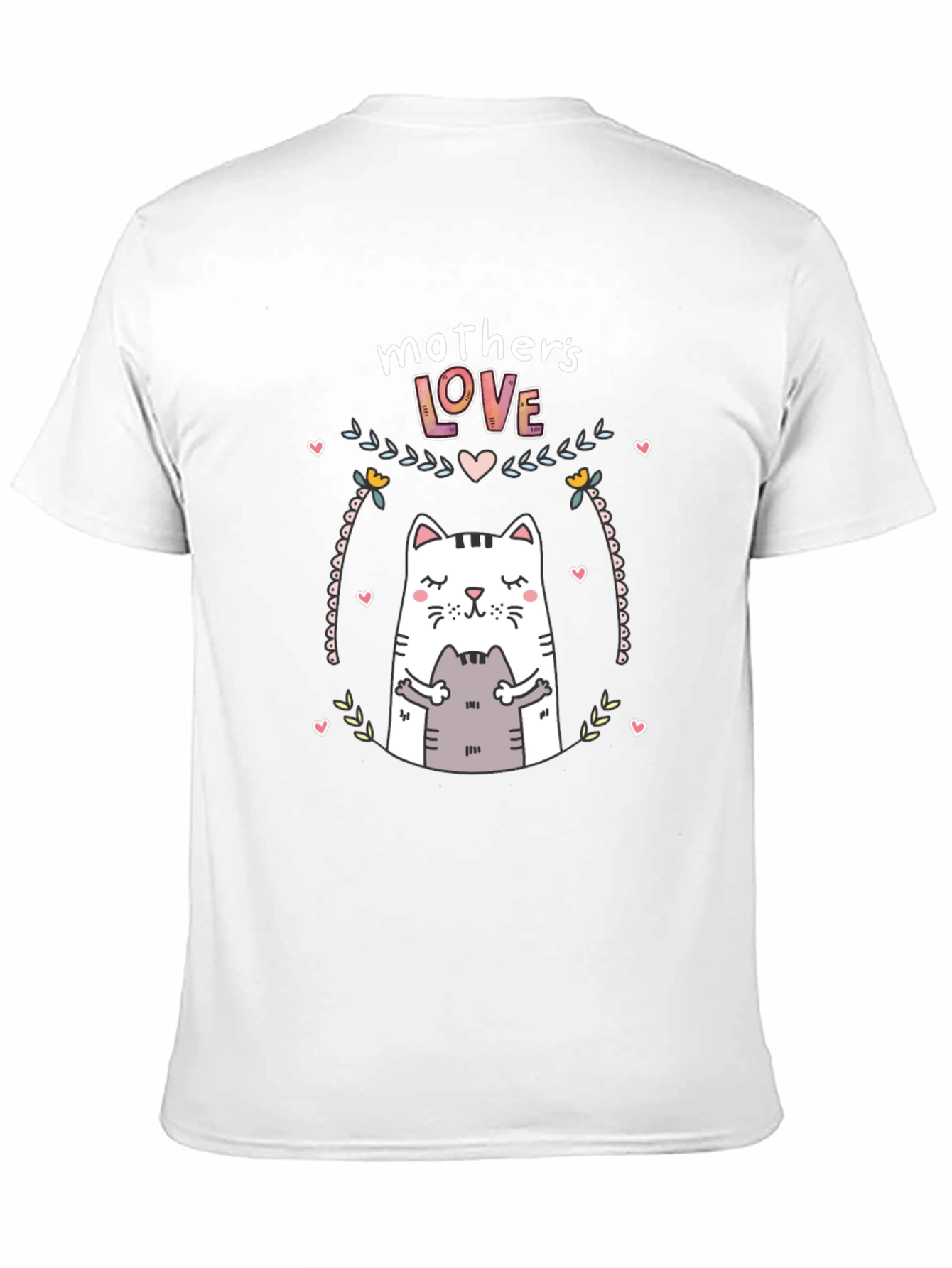 Mothers Love Cat Graphic Black T-Shirt