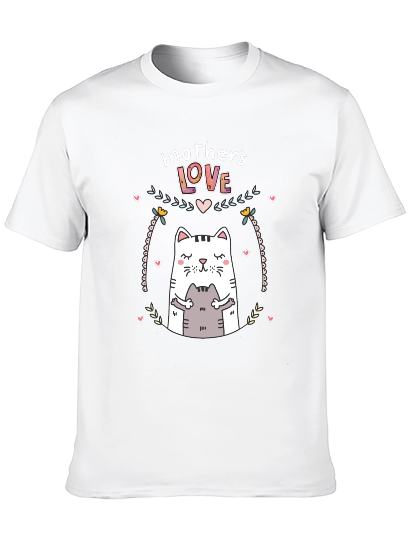 Mothers Love Cat Graphic Black T-Shirt