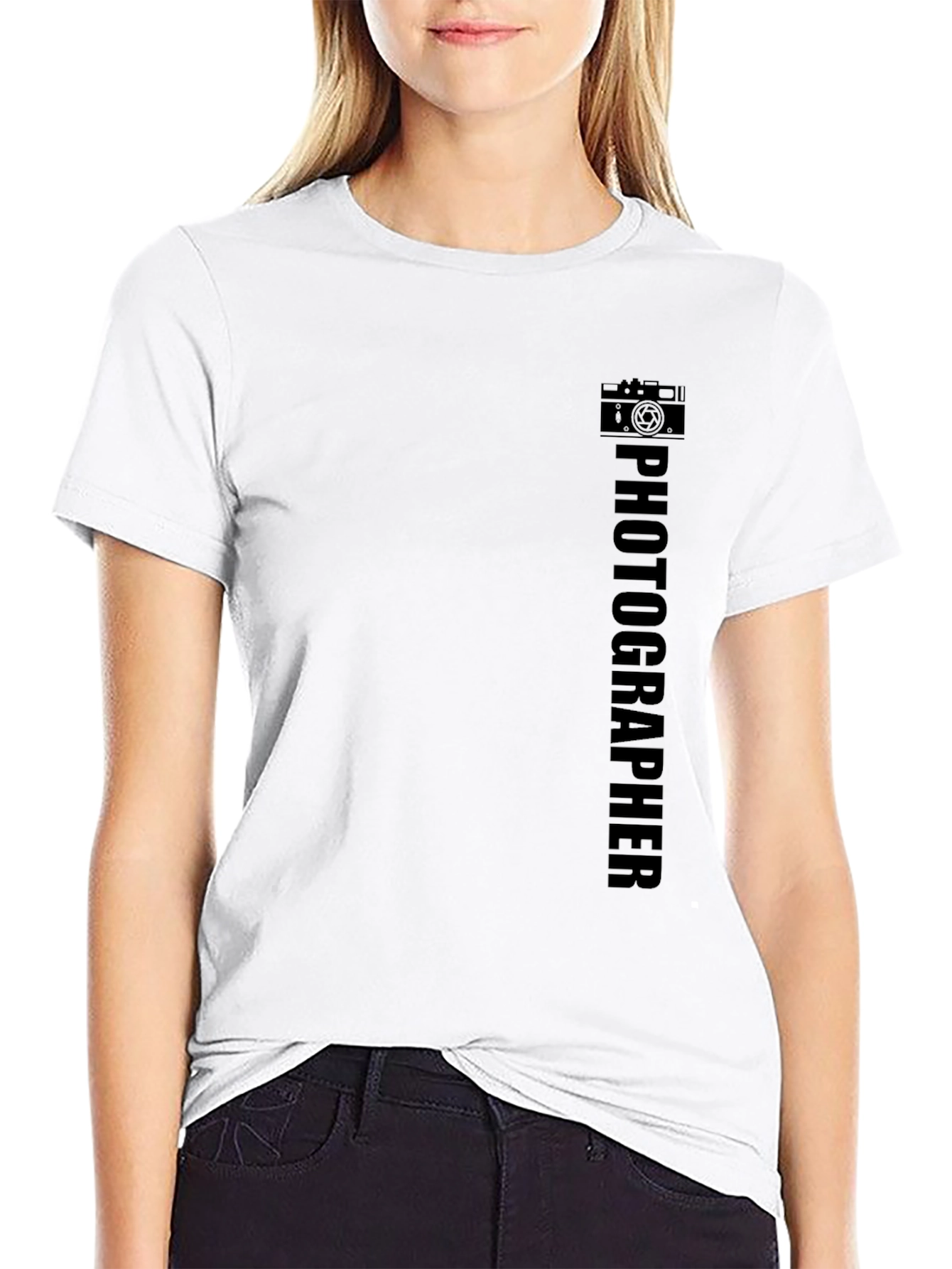 Photographer Graphic T-Shirt - Black Crew Neck Tee