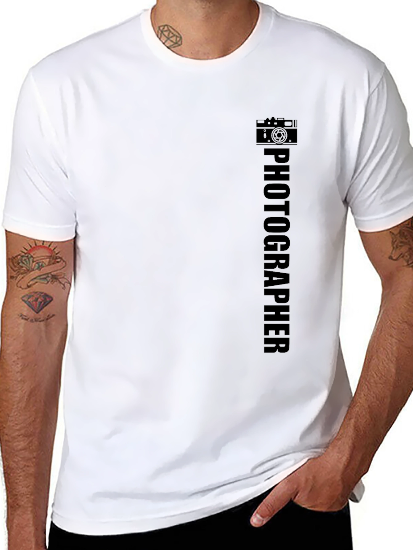 Photographer Graphic T-Shirt - Black Crew Neck Tee