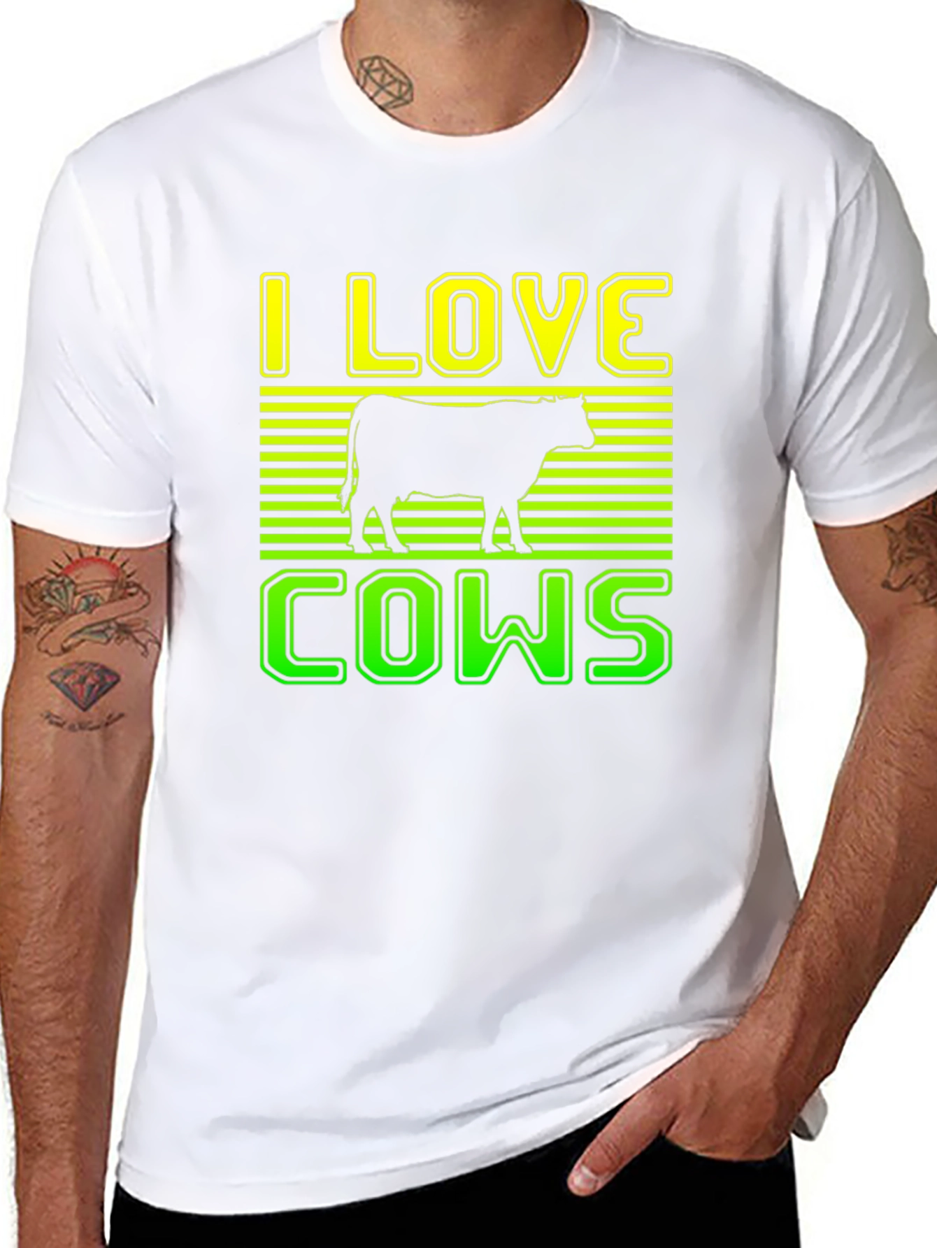 I Love Cows Graphic T-Shirt - Black
