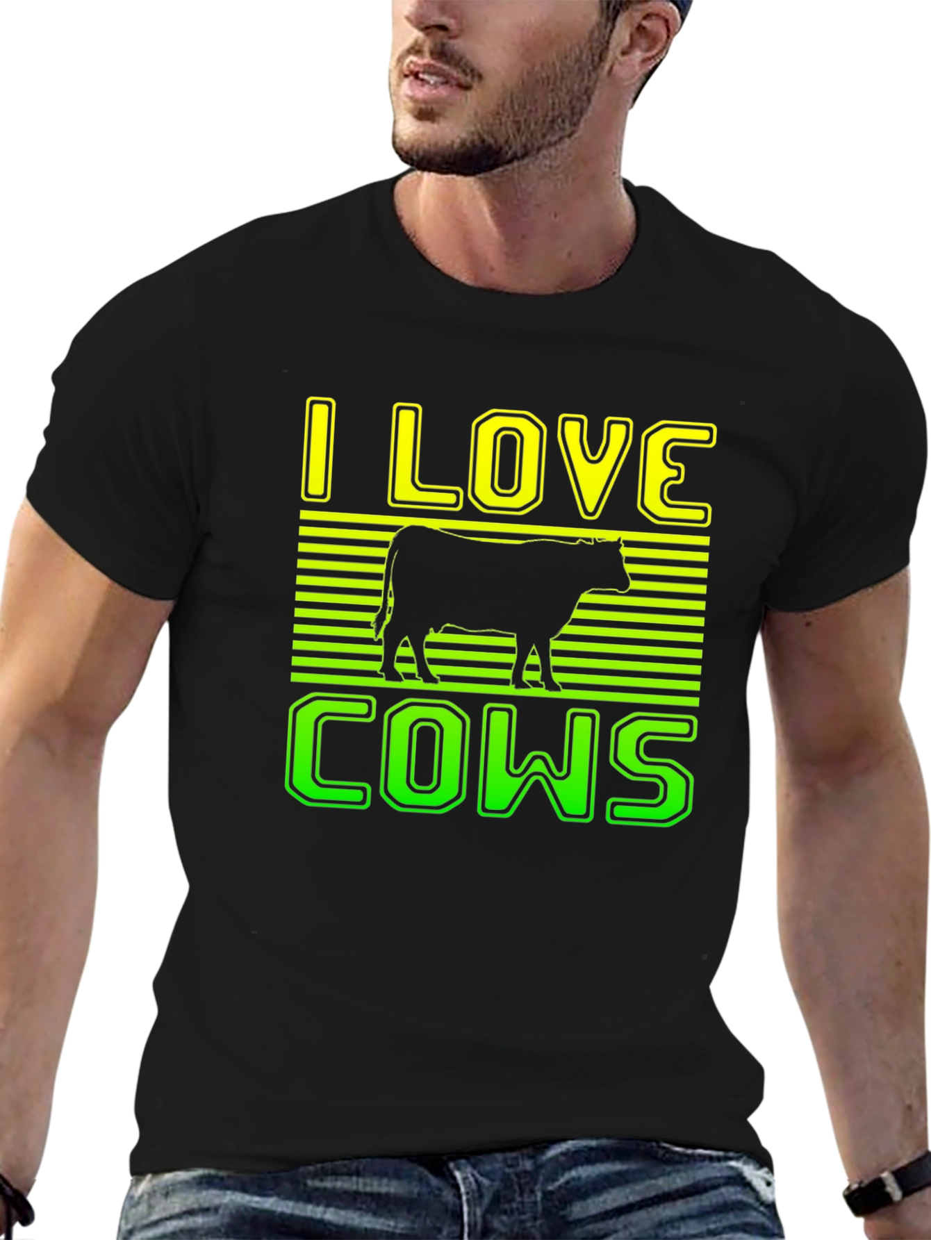 I Love Cows Graphic T-Shirt - Black