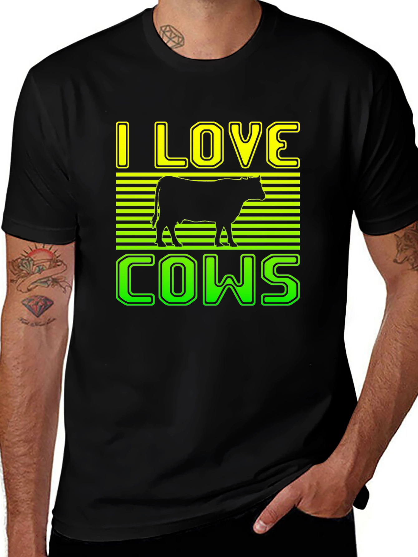 I Love Cows Graphic T-Shirt - Black