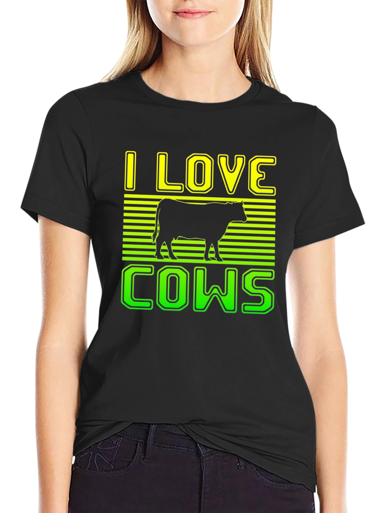 I Love Cows Graphic T-Shirt - Black
