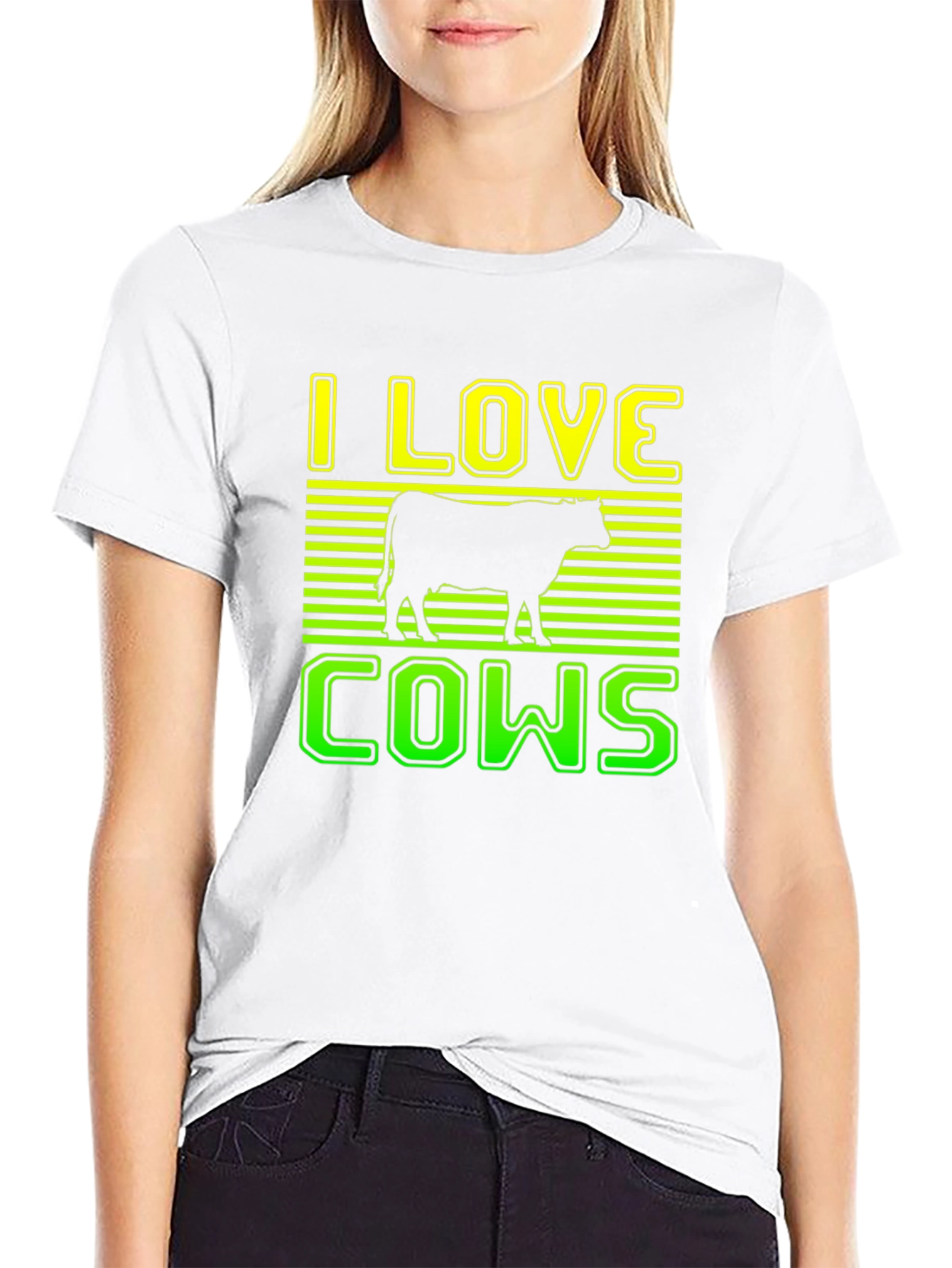 I Love Cows Graphic T-Shirt - Black