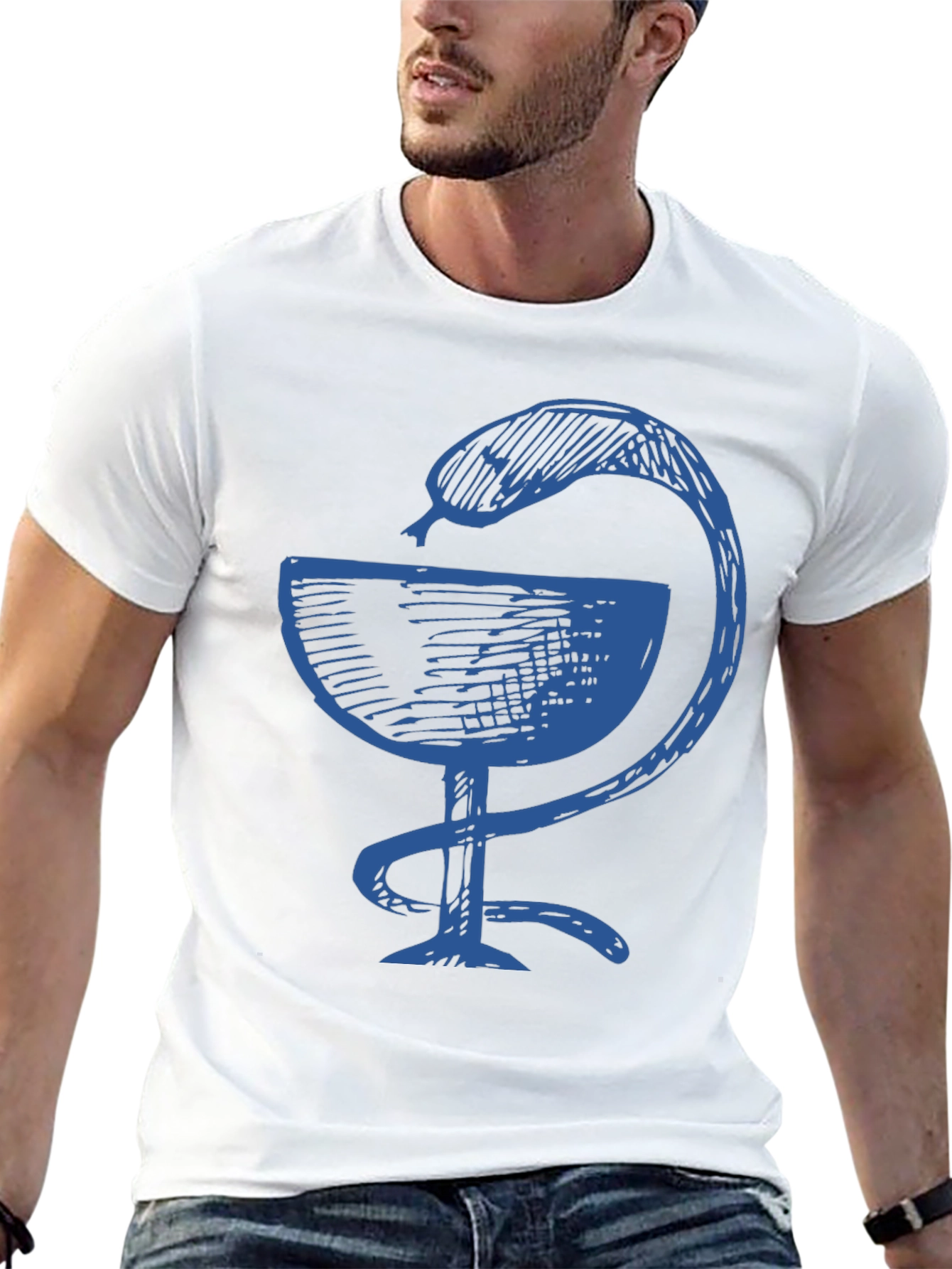 Black Tee with Bowl of Hygieia Symbol