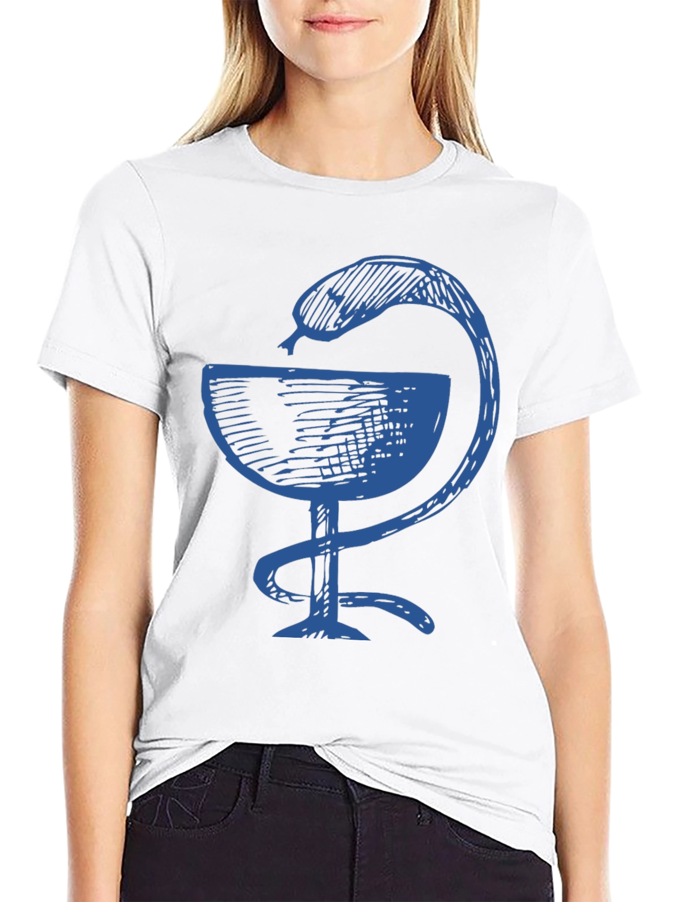 Black Tee with Bowl of Hygieia Symbol