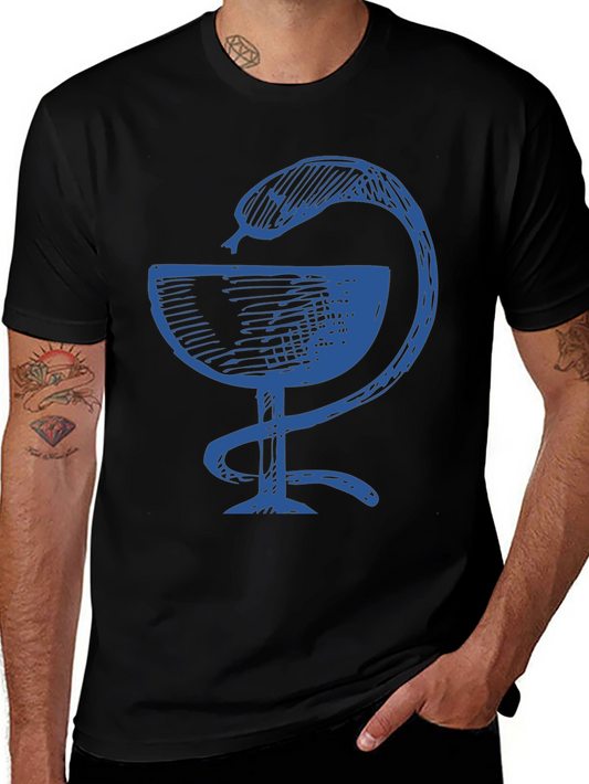 Black Tee with Bowl of Hygieia Symbol