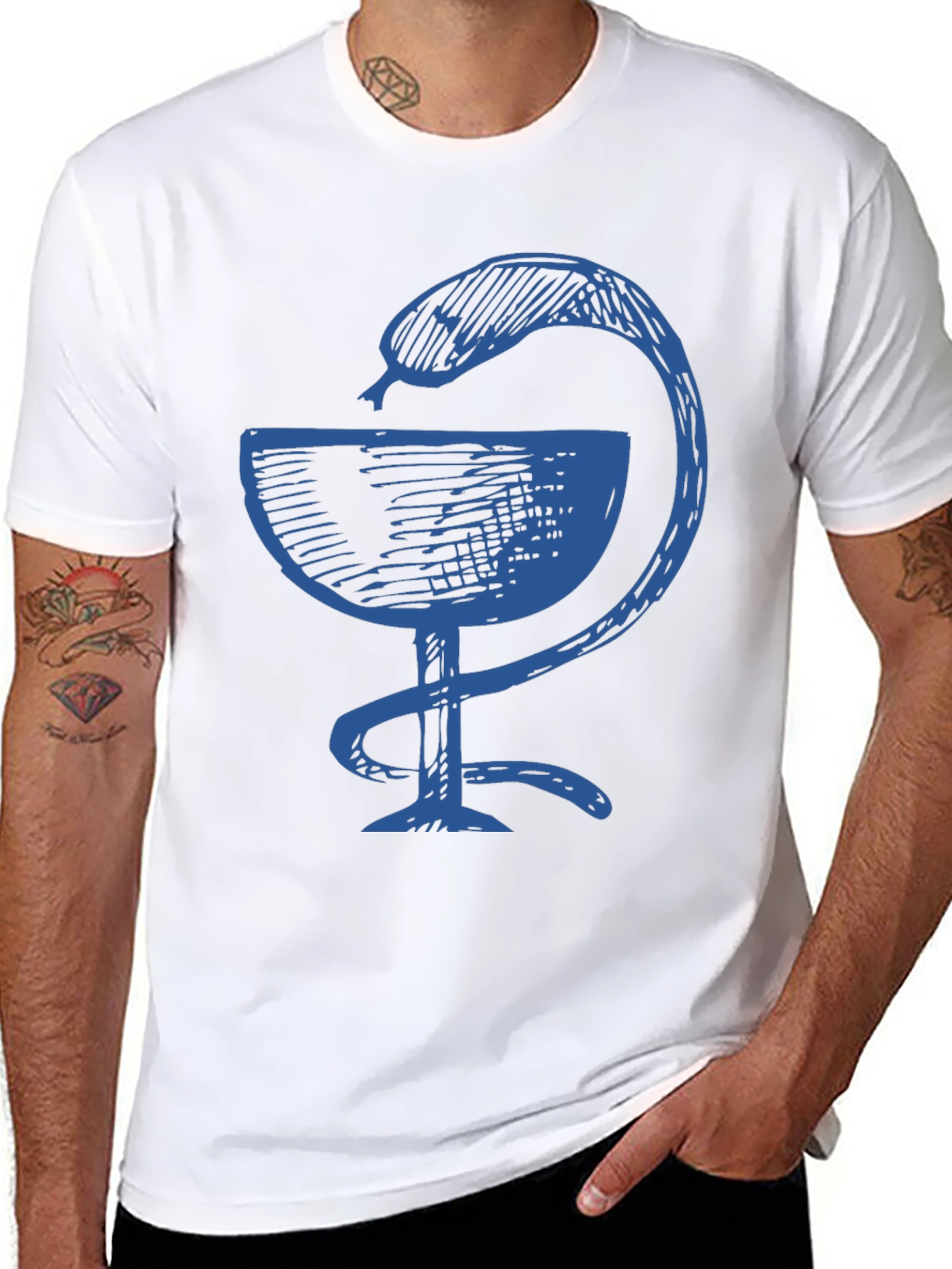 Black Tee with Bowl of Hygieia Symbol