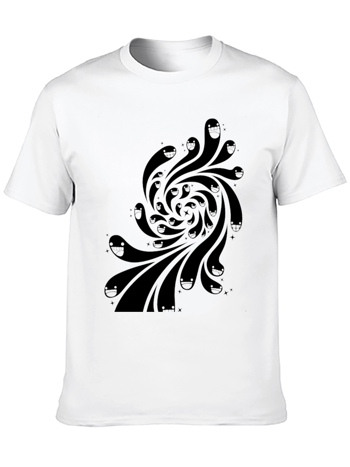 Swirling Faces Graphic Black T-Shirt