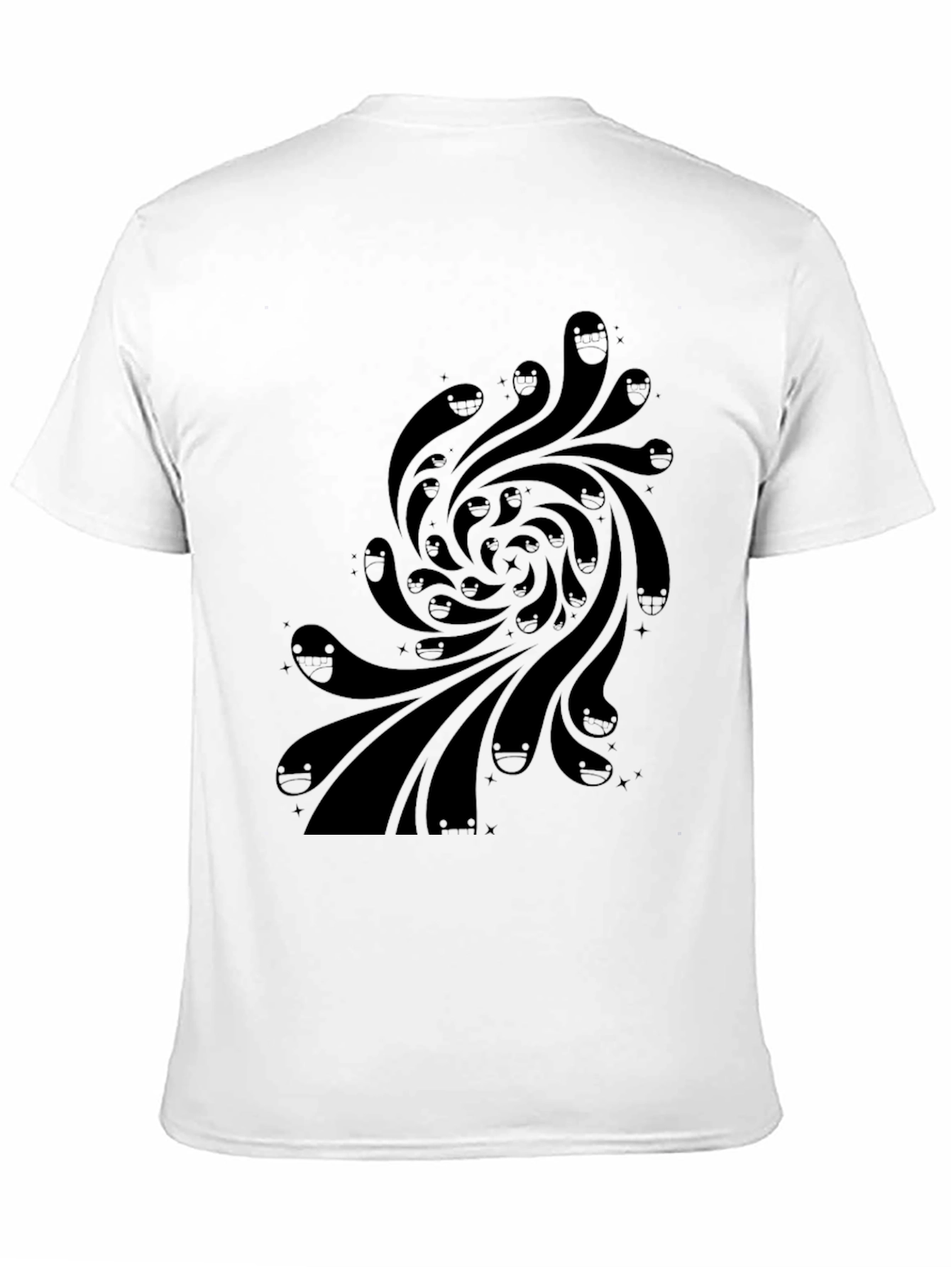Swirling Faces Graphic Black T-Shirt