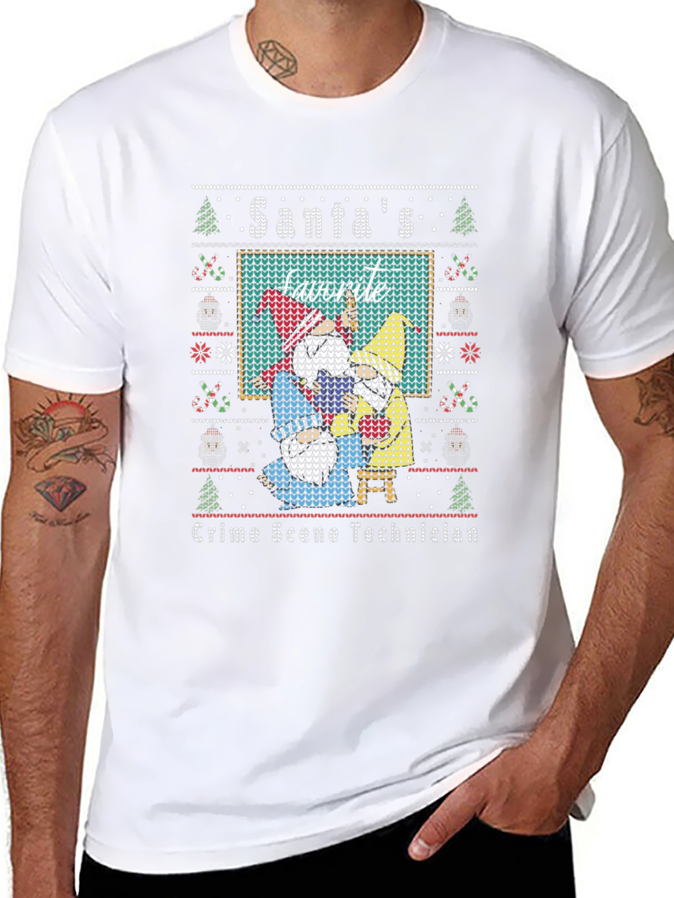 Santas Favorite Crime Scene Technician Ugly Christmas T-Shirt