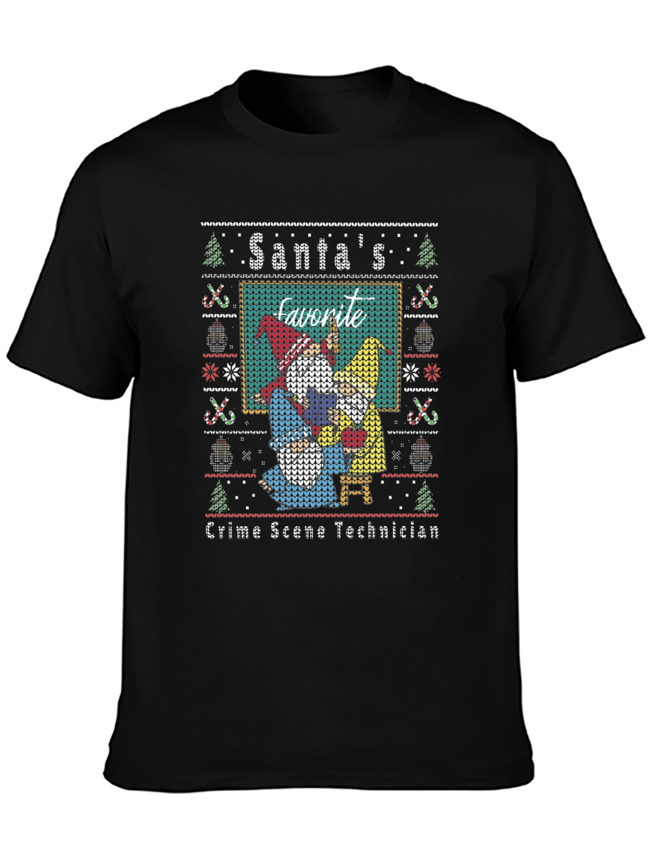 Santas Favorite Crime Scene Technician Ugly Christmas T-Shirt
