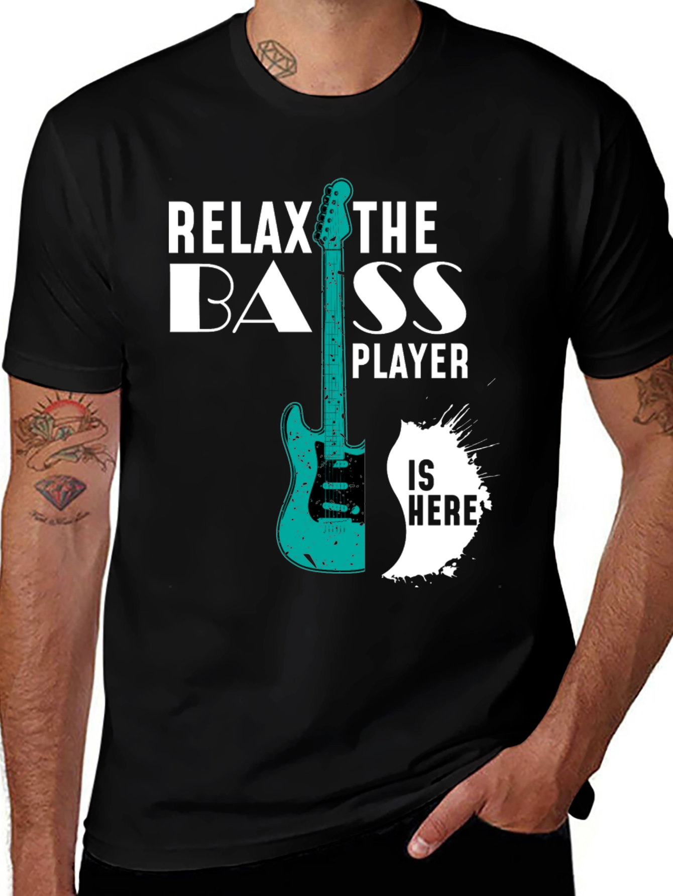 Relax the Bass Player T-Shirt - Black Graphic Tee