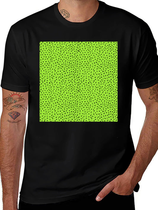 Modern Black Tee with Geometric Green Square Design