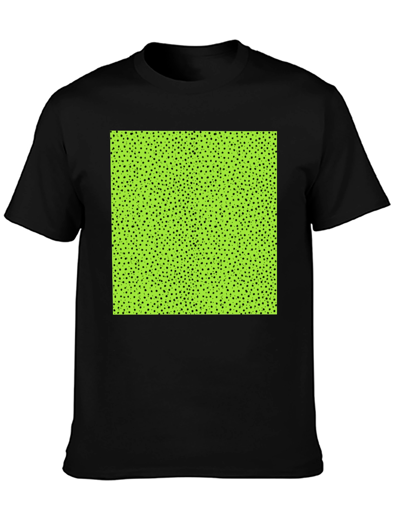 Modern Black Tee with Geometric Green Square Design