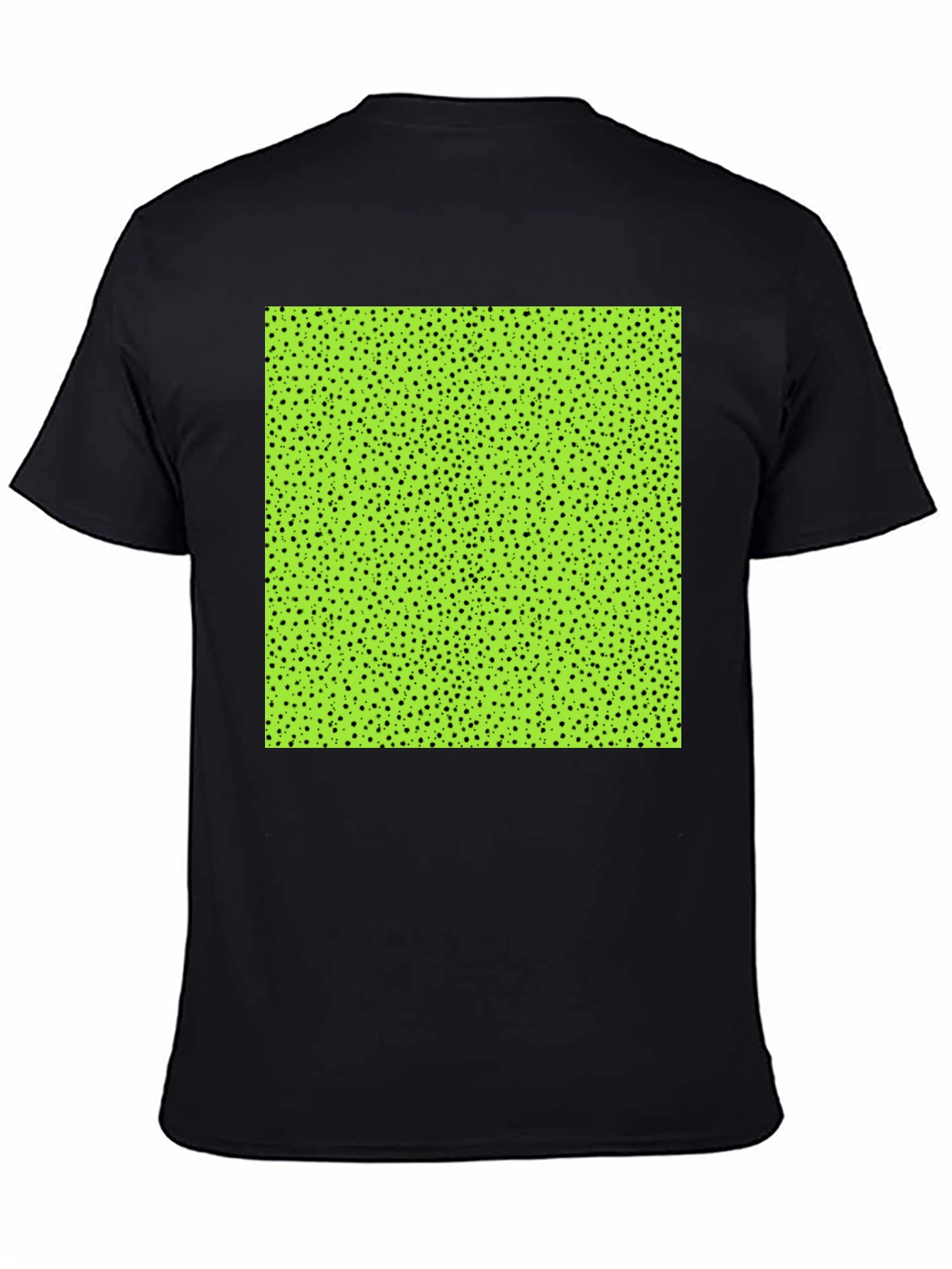 Modern Black Tee with Geometric Green Square Design