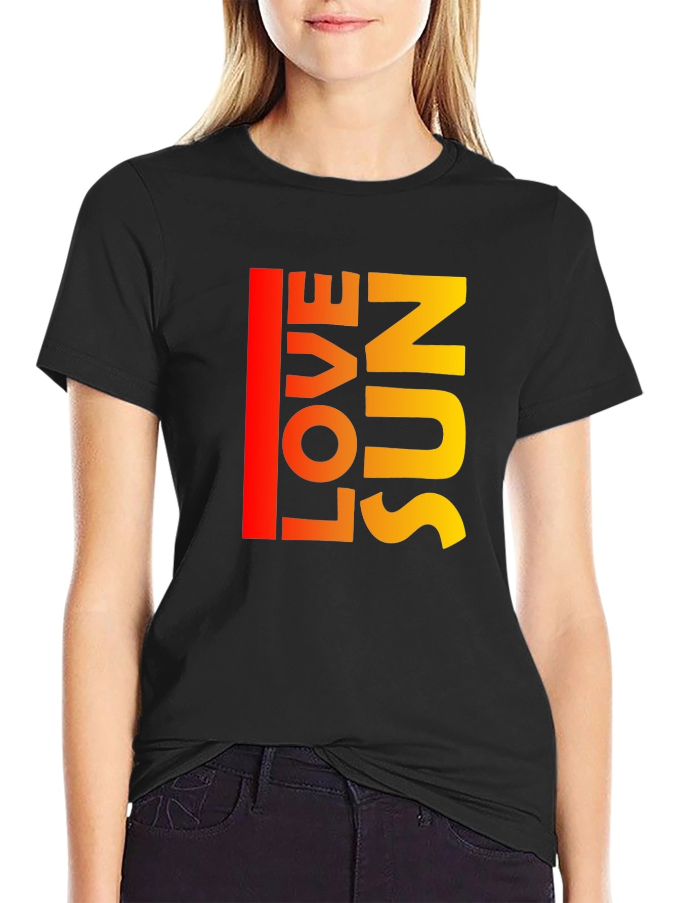 Love Sun Graphic Tee - Stylish Black Cotton T-Shirt