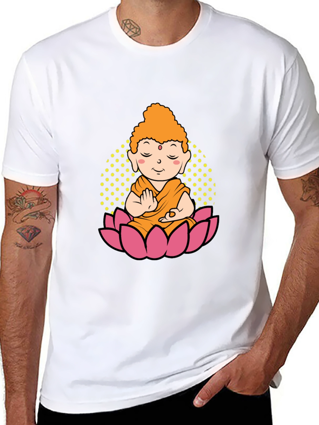 Buddha Lotus Graphic T-Shirt - Black