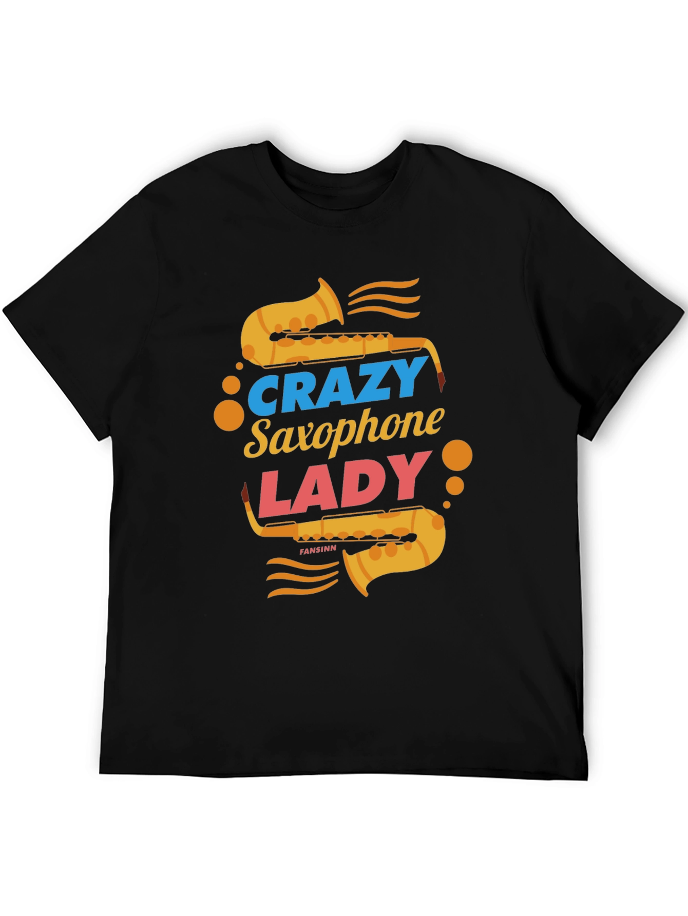 Crazy Saxophone Lady Black T-Shirt