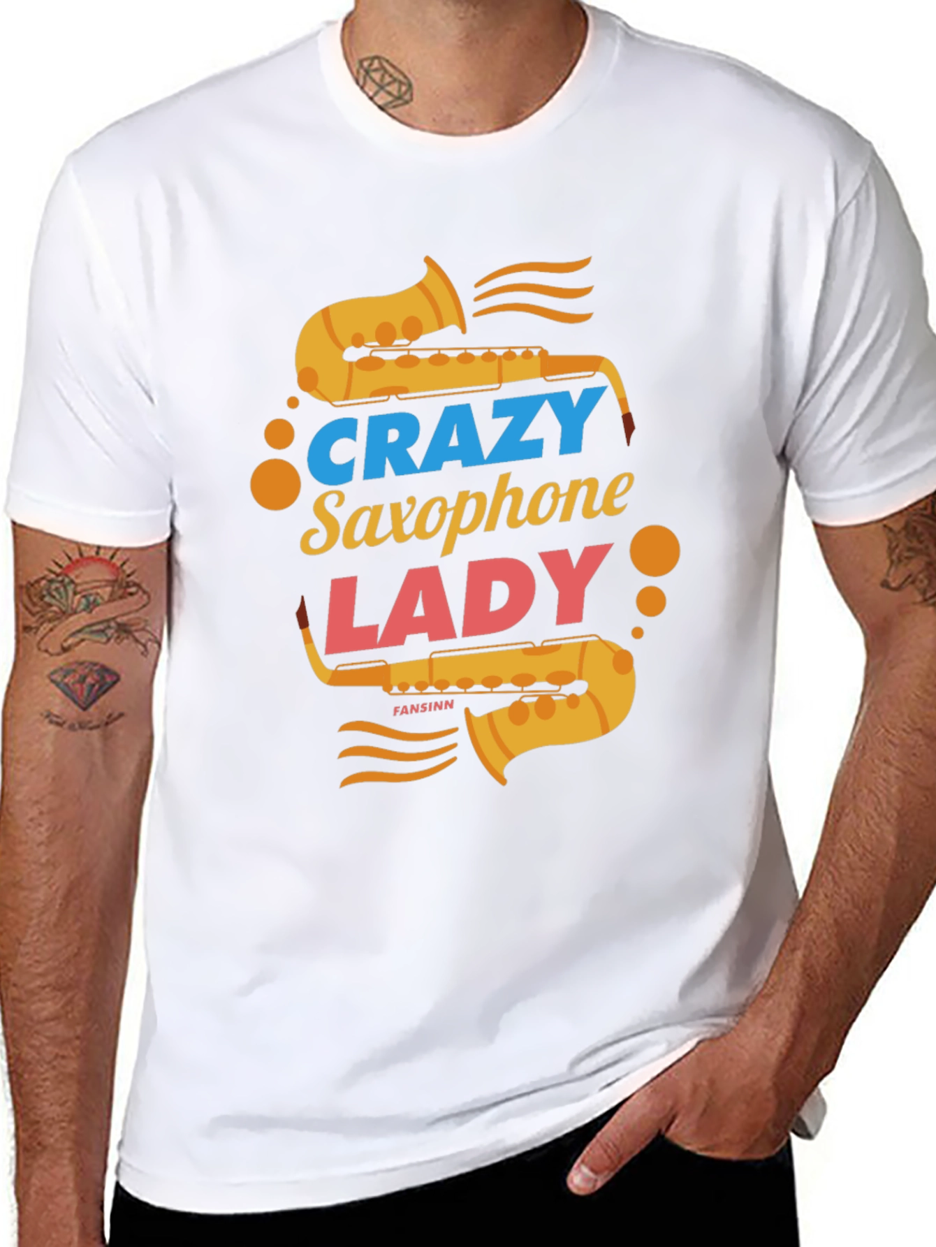 Crazy Saxophone Lady Black T-Shirt