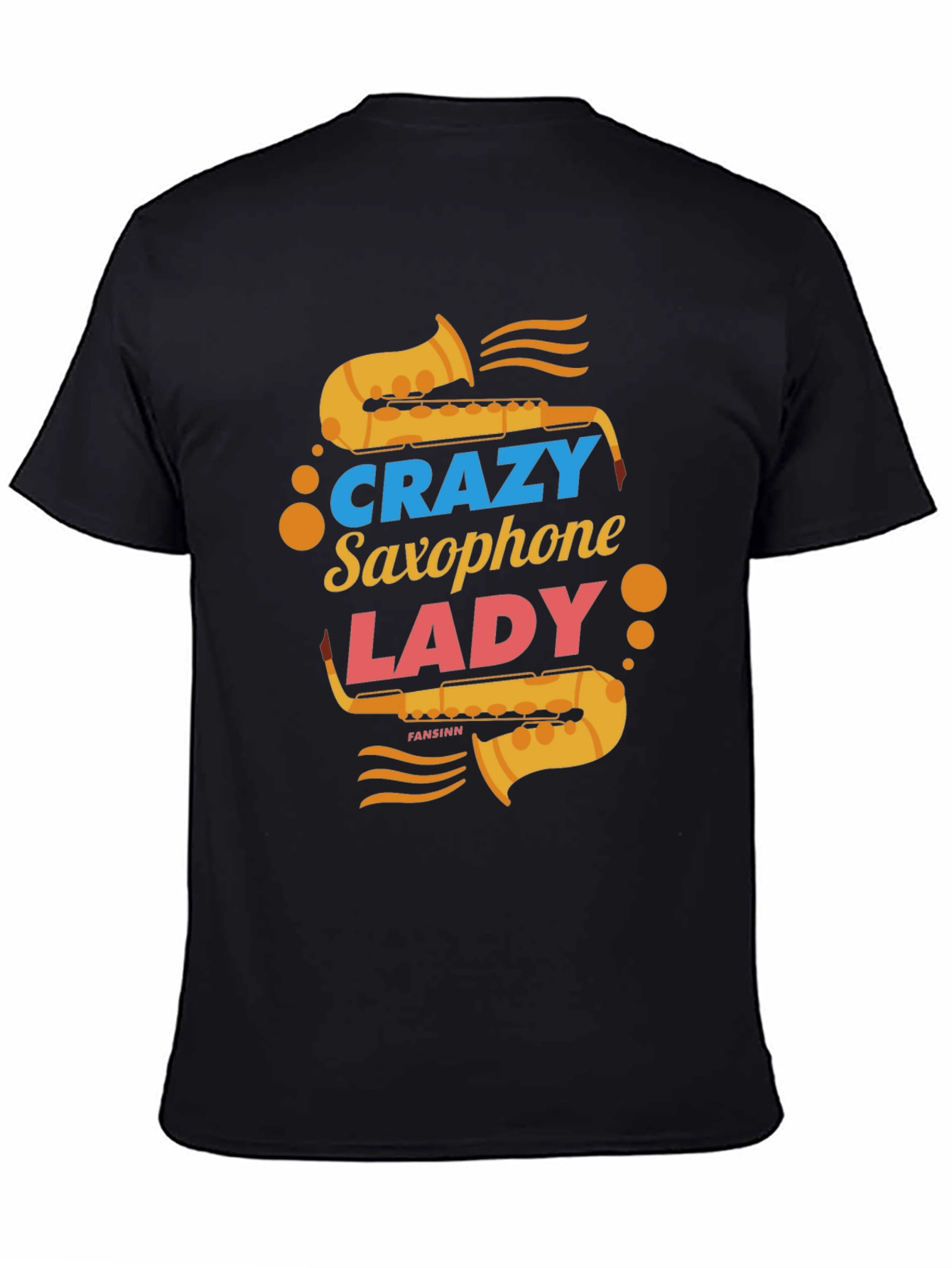 Crazy Saxophone Lady Black T-Shirt