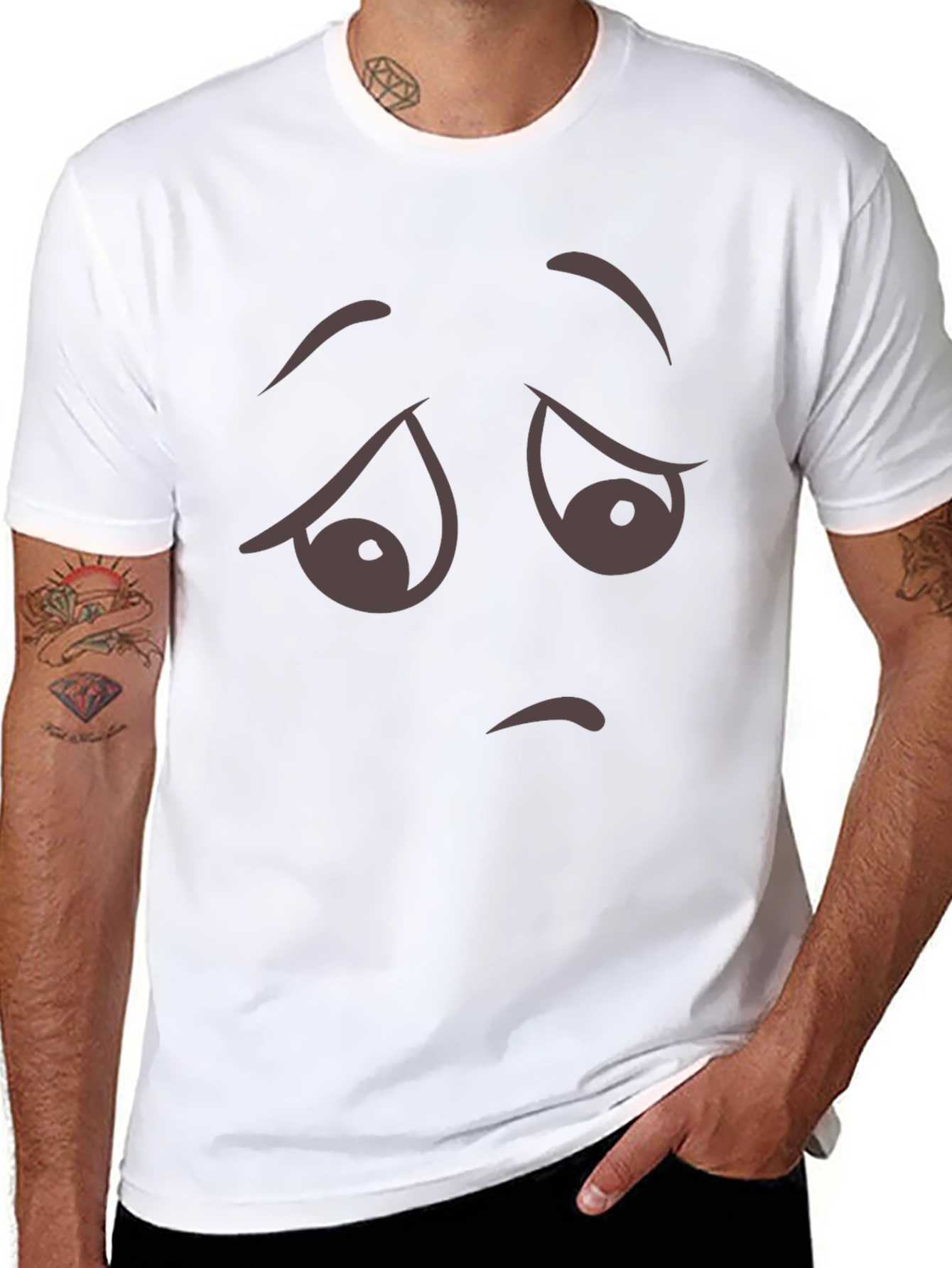 Sad Face Graphic T-Shirt - Unisex Black Tee