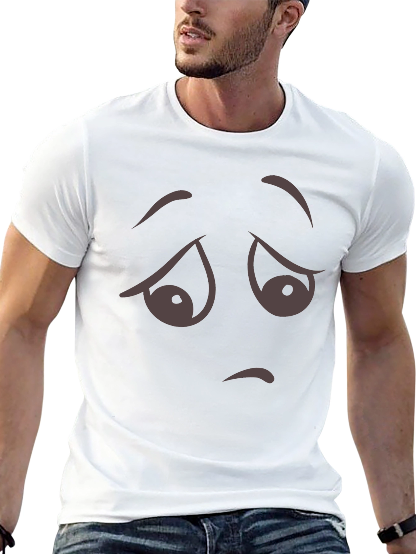 Sad Face Graphic T-Shirt - Unisex Black Tee