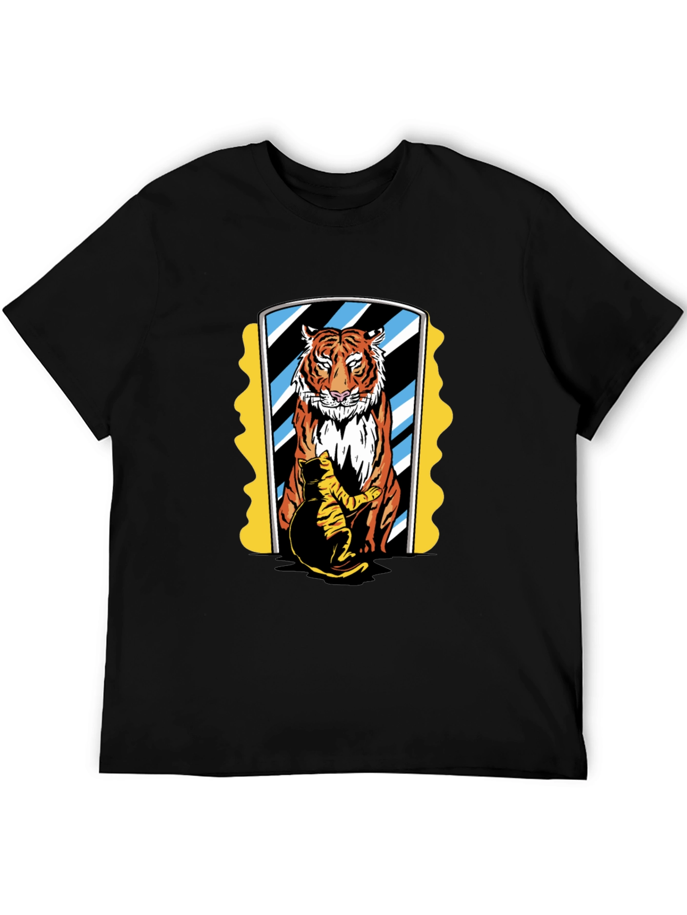 Tiger & Cat Reflection Graphic Tee - Black
