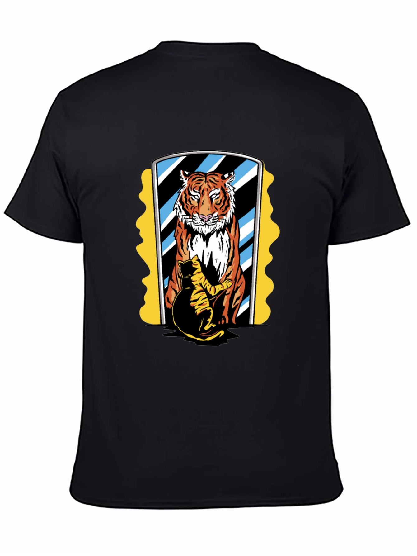 Tiger & Cat Reflection Graphic Tee - Black