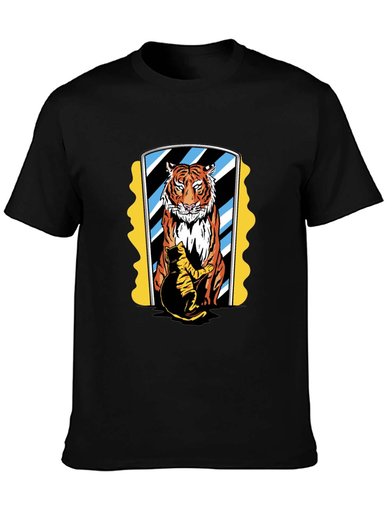 Tiger & Cat Reflection Graphic Tee - Black