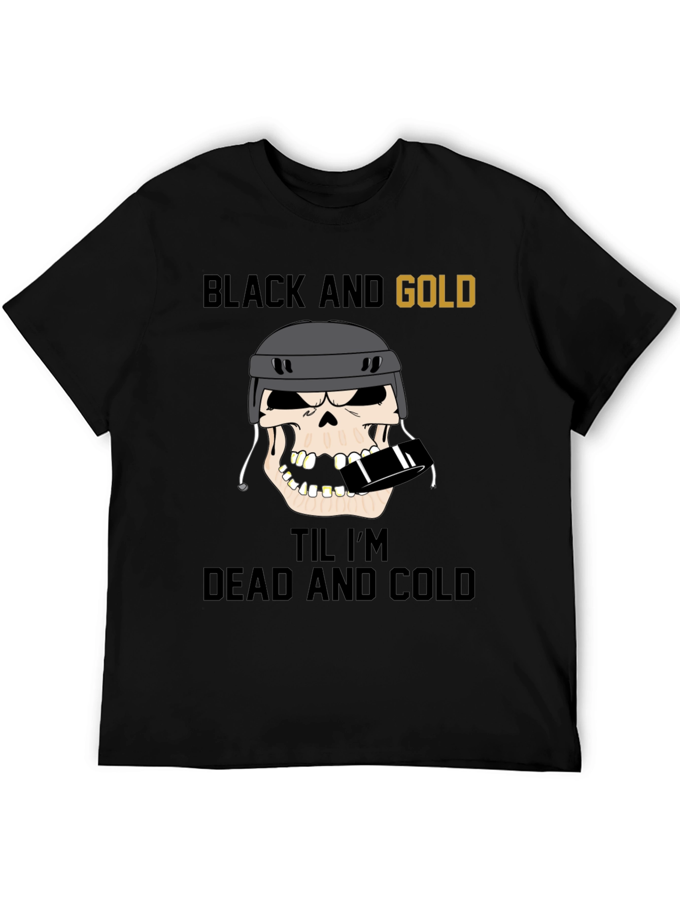 Black and Gold Hockey Skull T-Shirt
