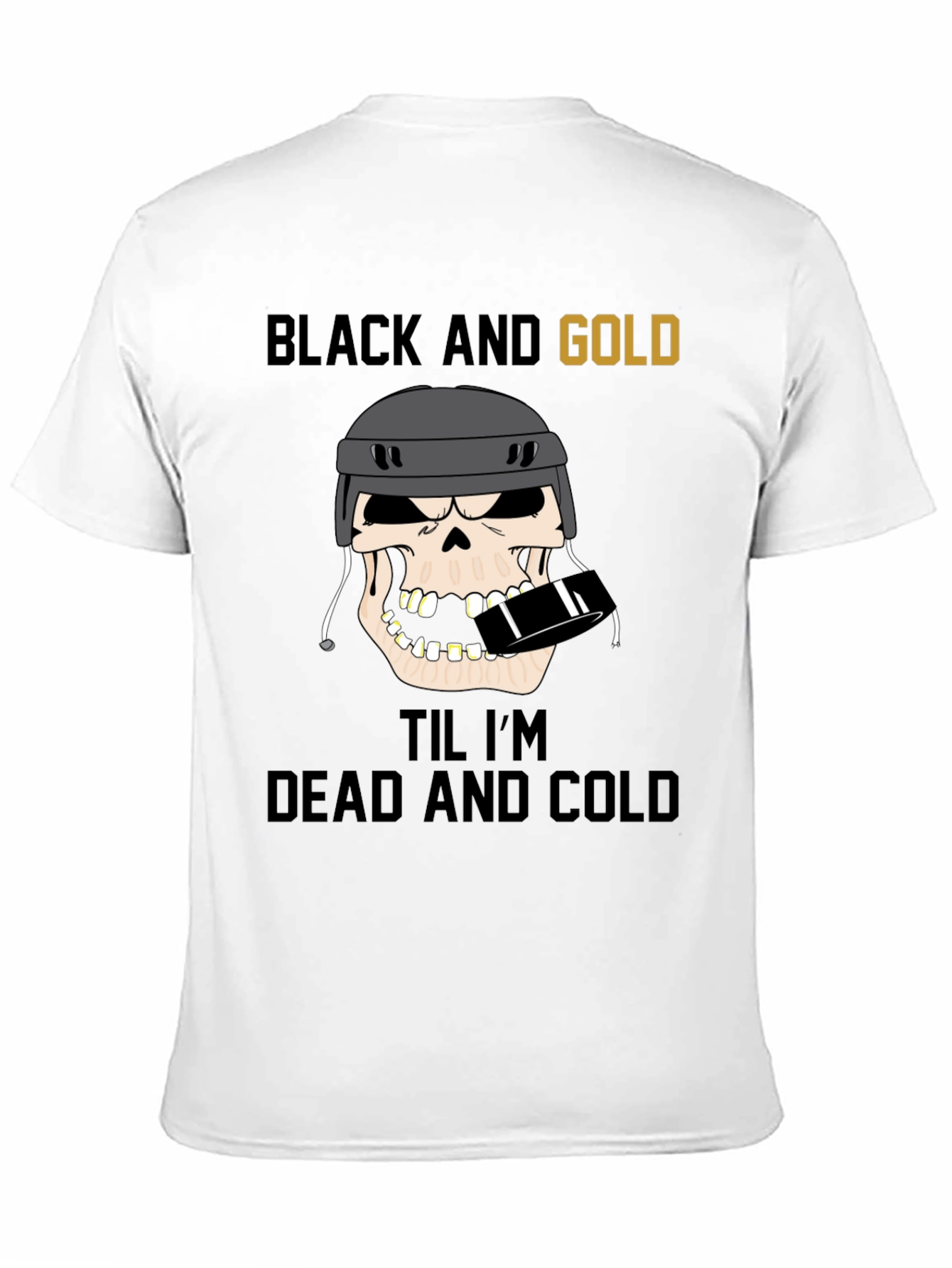 Black and Gold Hockey Skull T-Shirt